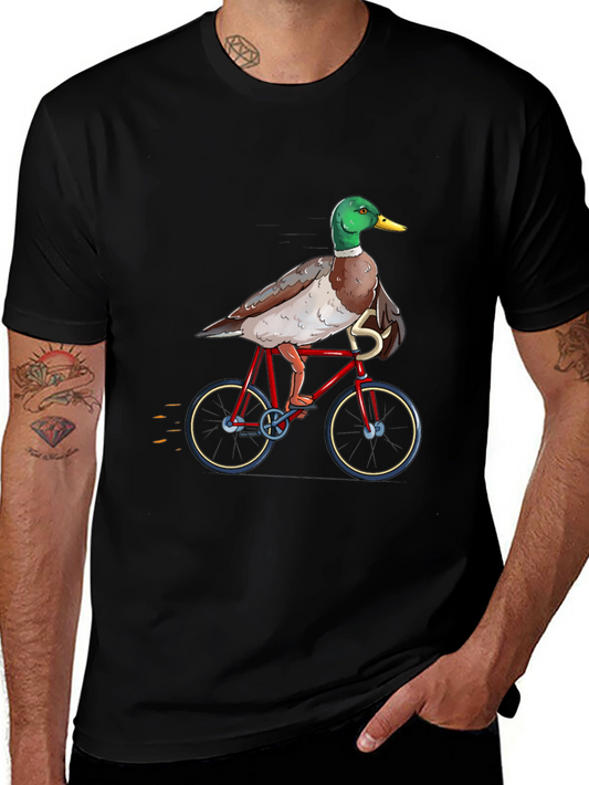 Duck Riding a Bicycle T-Shirt - Unique Graphic Tee