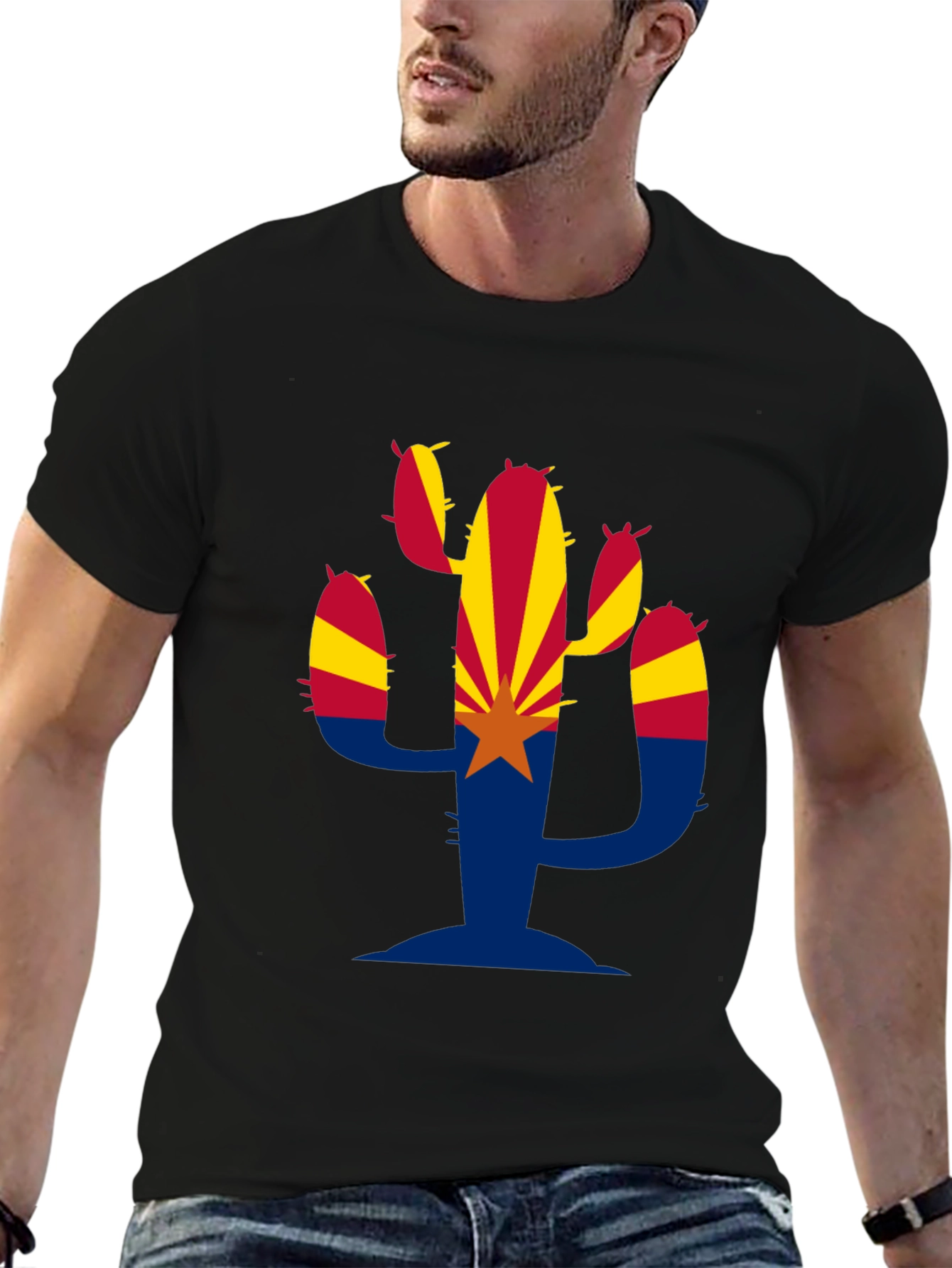 Arizona Flag Cactus Graphic T-Shirt