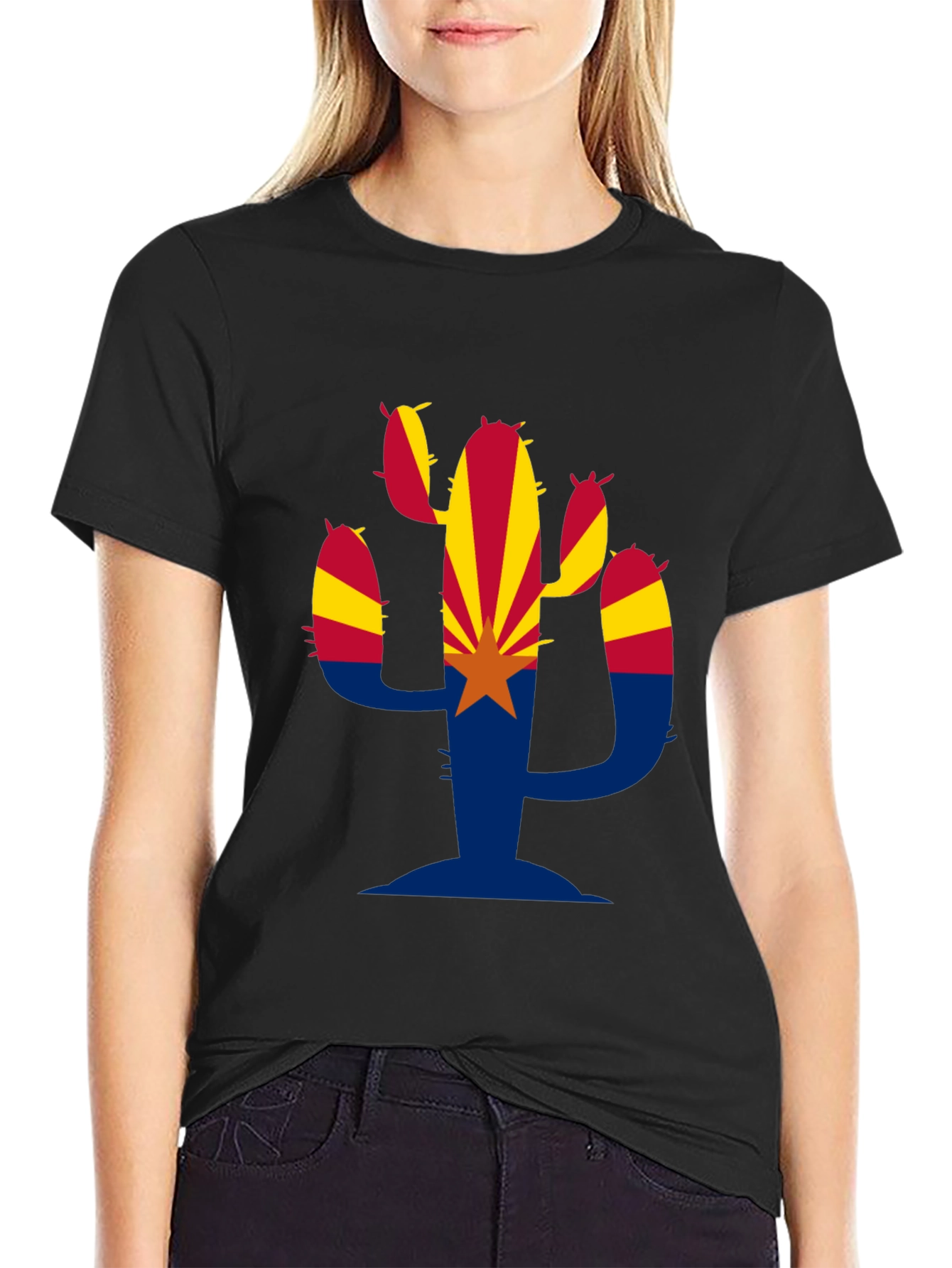 Arizona Flag Cactus Graphic T-Shirt