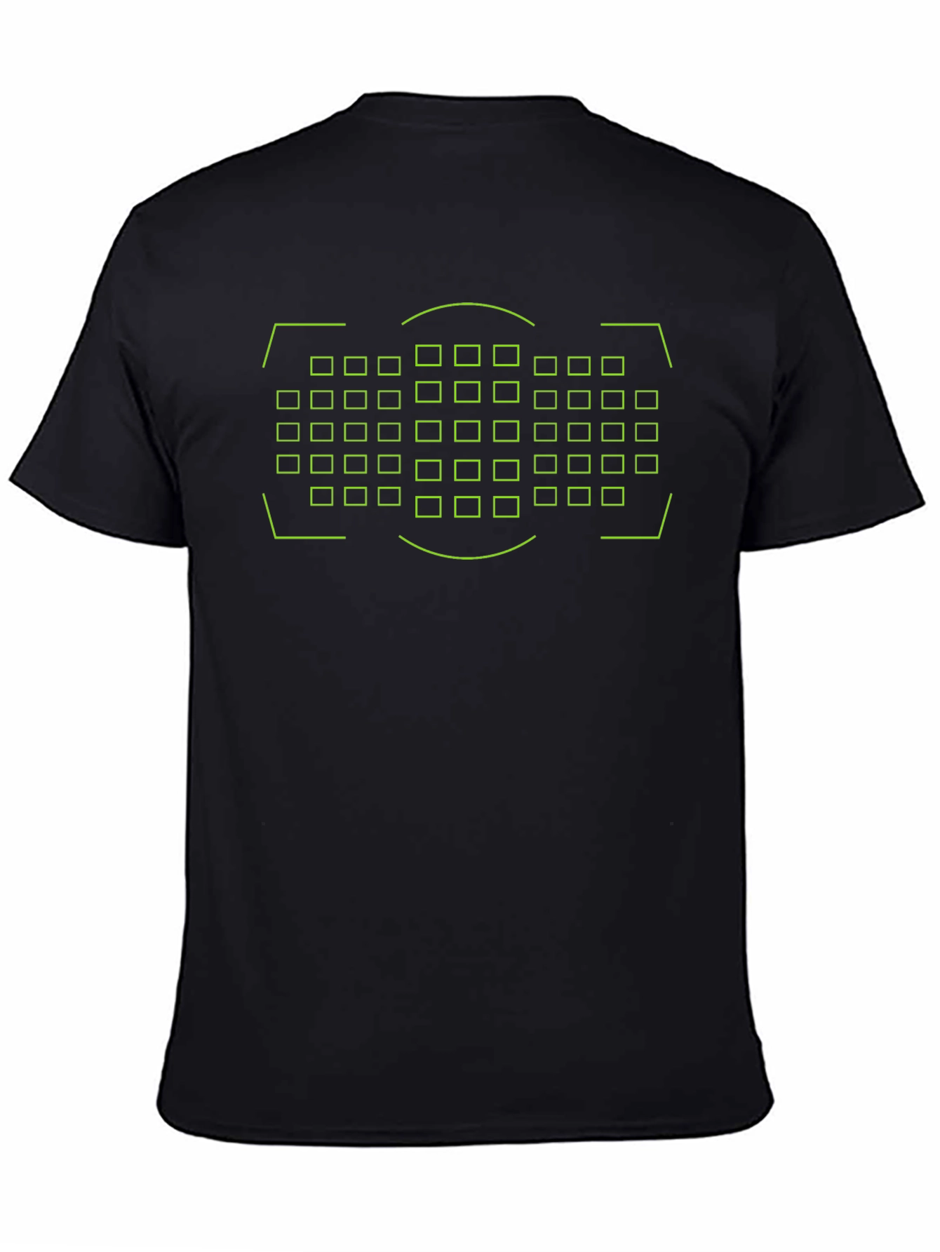Grid Matrix Black Tee - Modern Geometric Design
