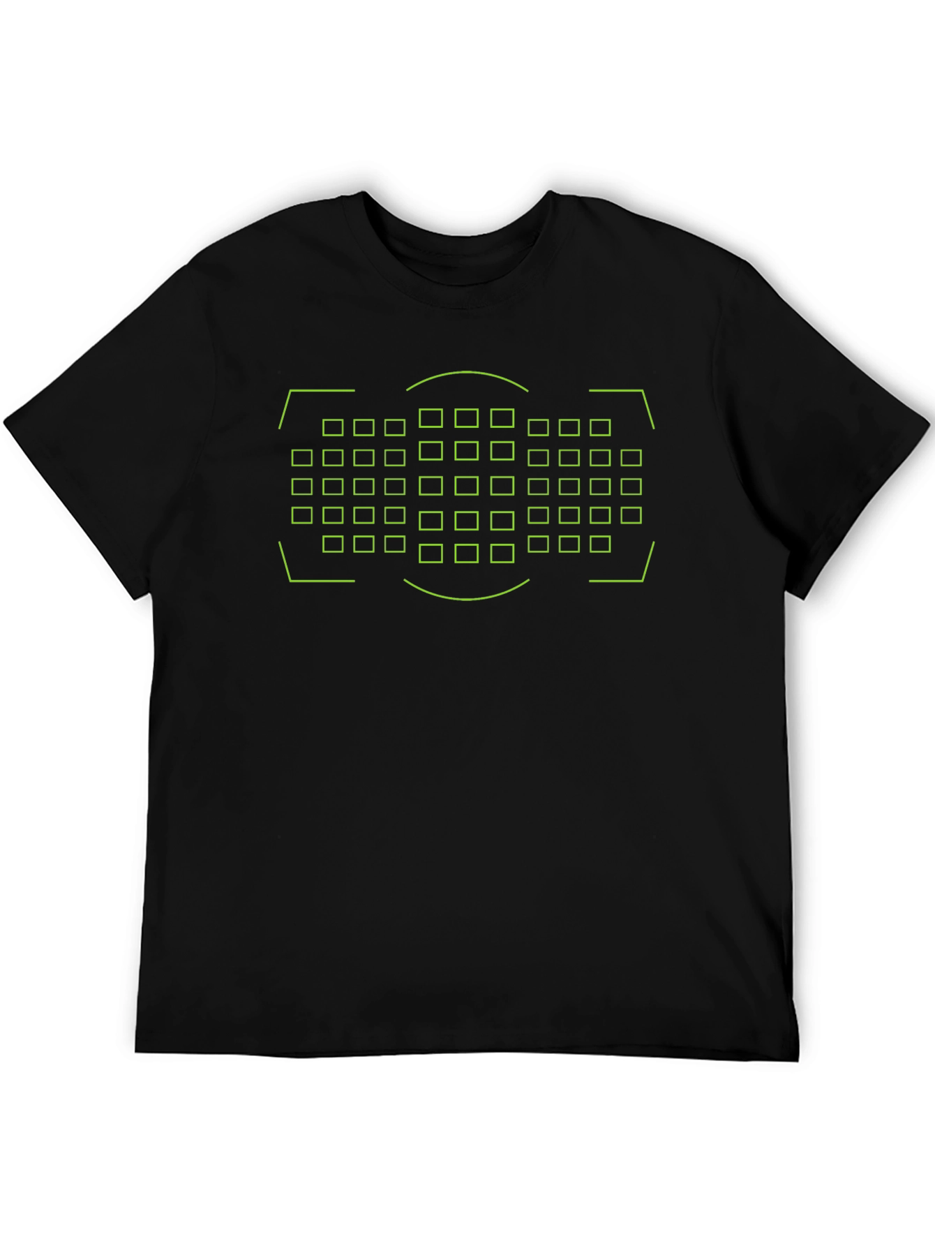 Grid Matrix Black Tee - Modern Geometric Design