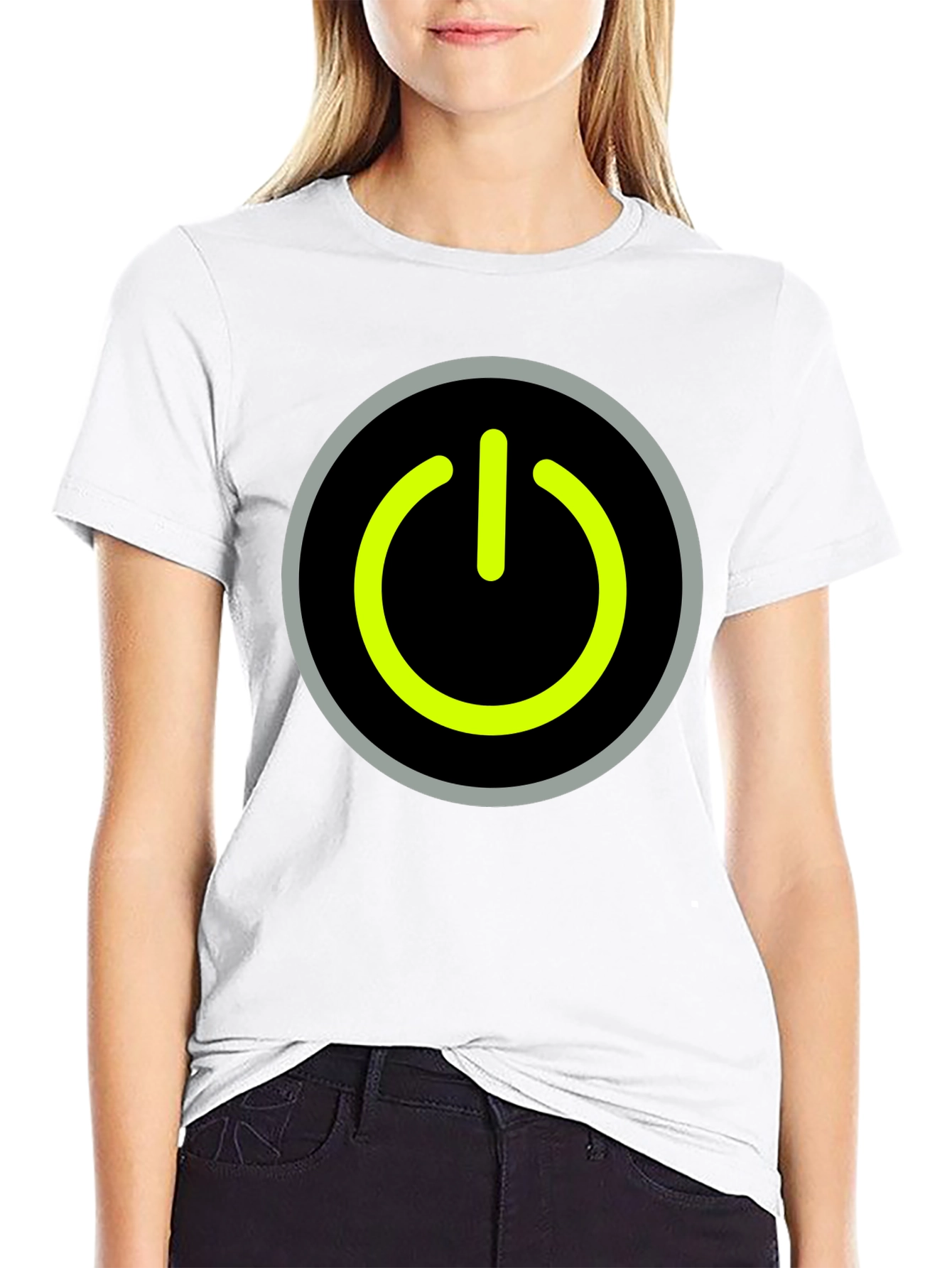 Power Button Graphic Tee - Black Cotton T-Shirt