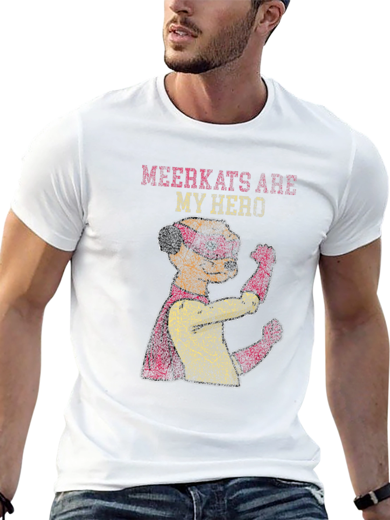 Meerkat Hero Graphic T-Shirt - Funny Animal Tee