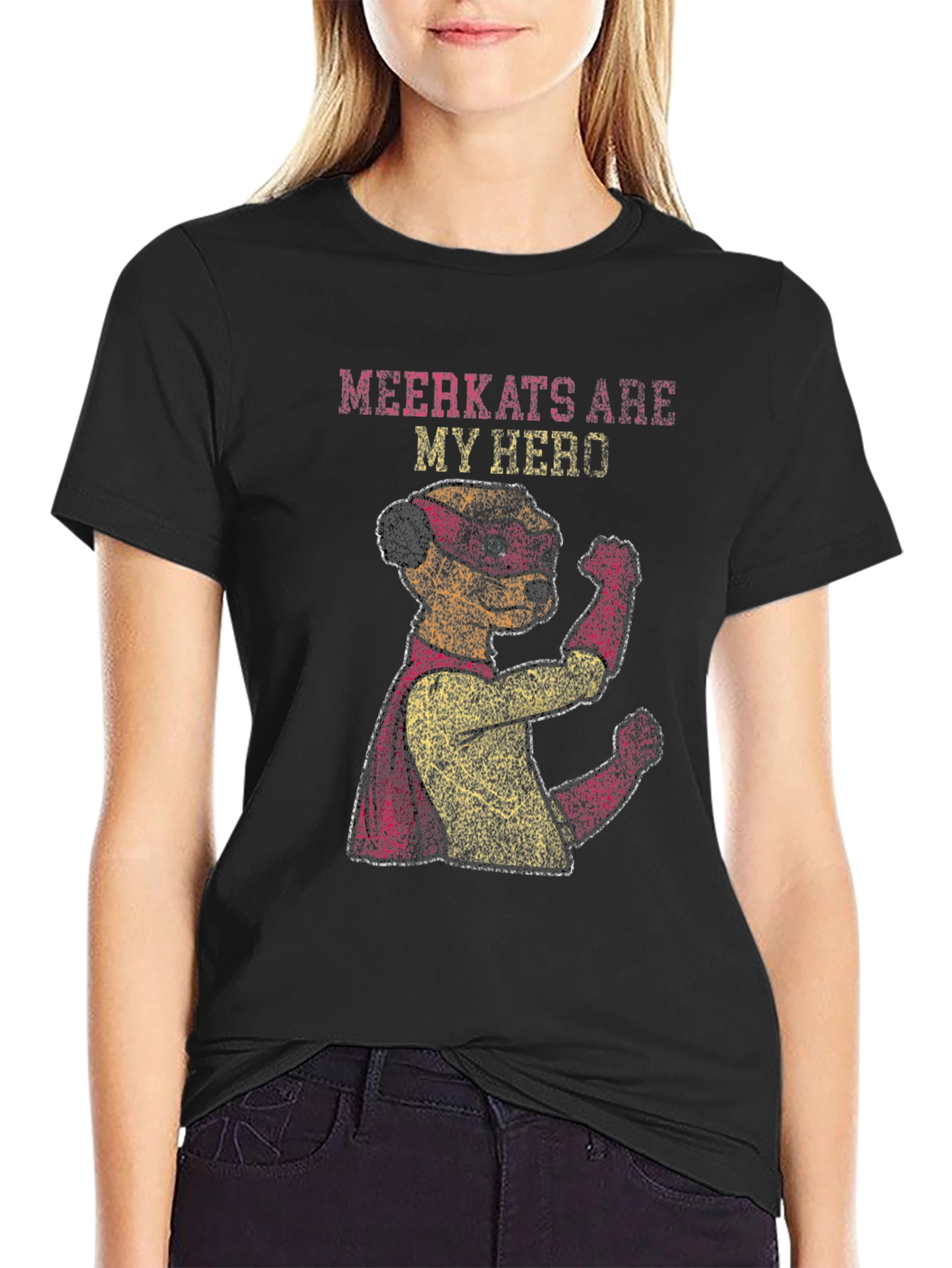 Meerkat Hero Graphic T-Shirt - Funny Animal Tee
