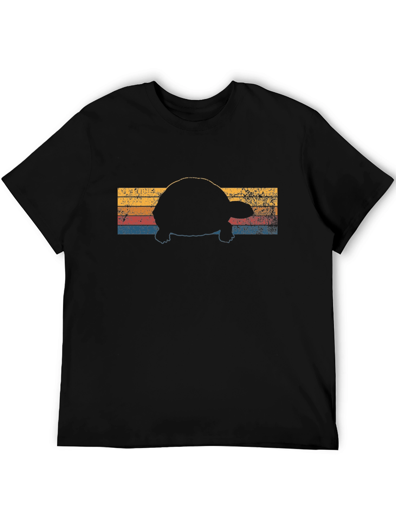 Retro Turtle Silhouette Black T-Shirt