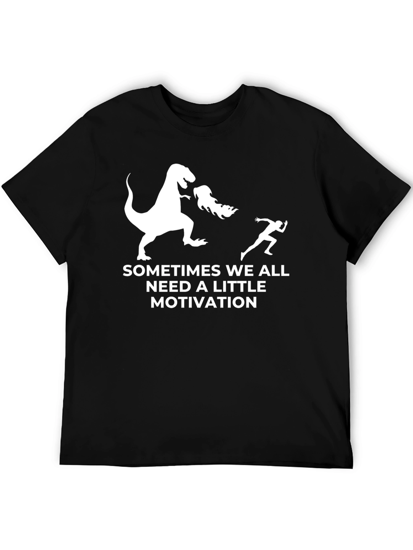 Funny Dinosaur Motivation Black T-Shirt