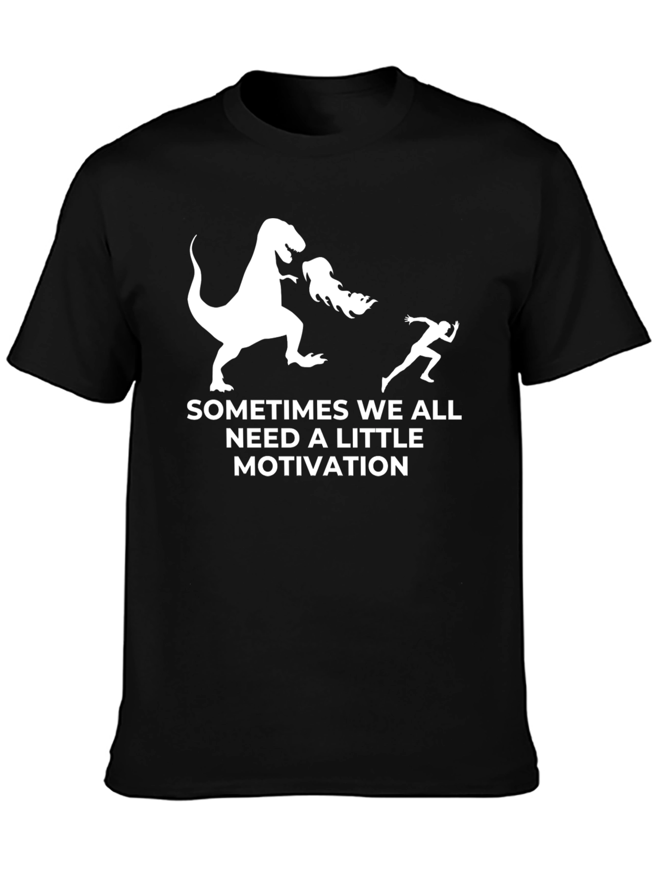 Funny Dinosaur Motivation Black T-Shirt