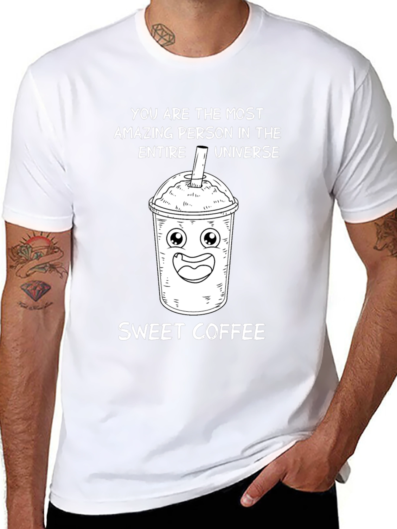 Sweet Coffee Cartoon Graphic T-Shirt