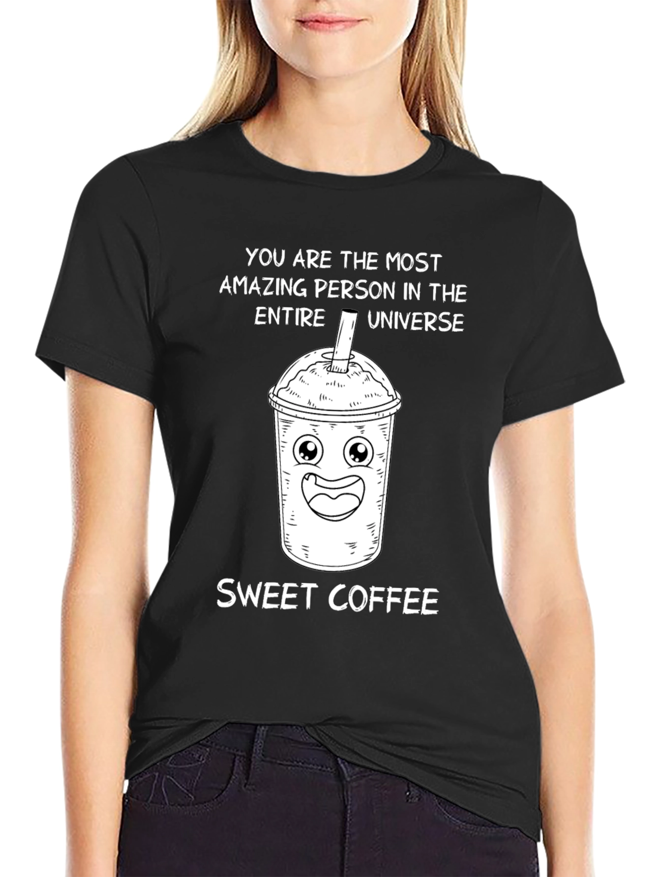 Sweet Coffee Cartoon Graphic T-Shirt