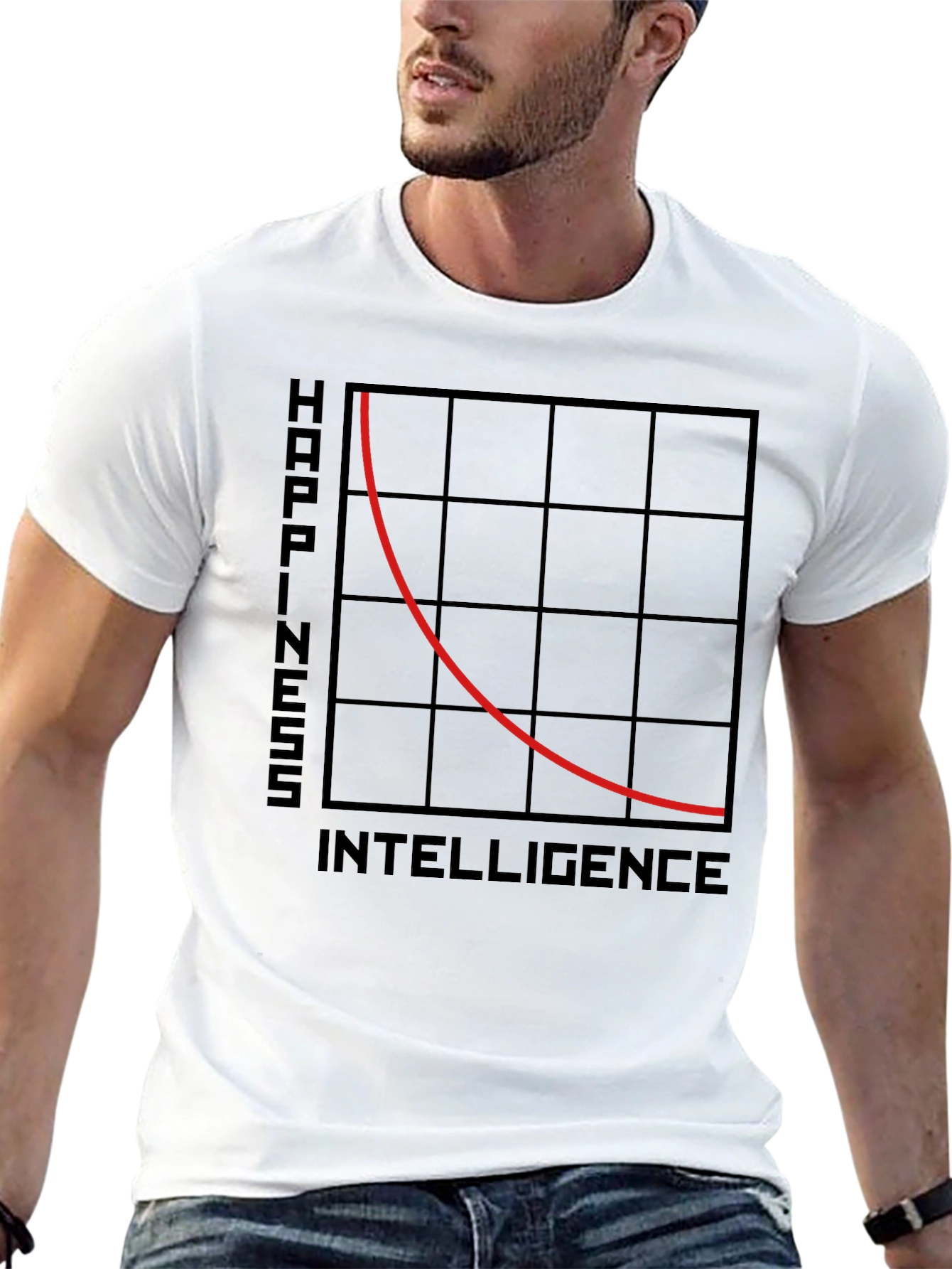 Happiness vs Intelligence Funny Graphic Tee