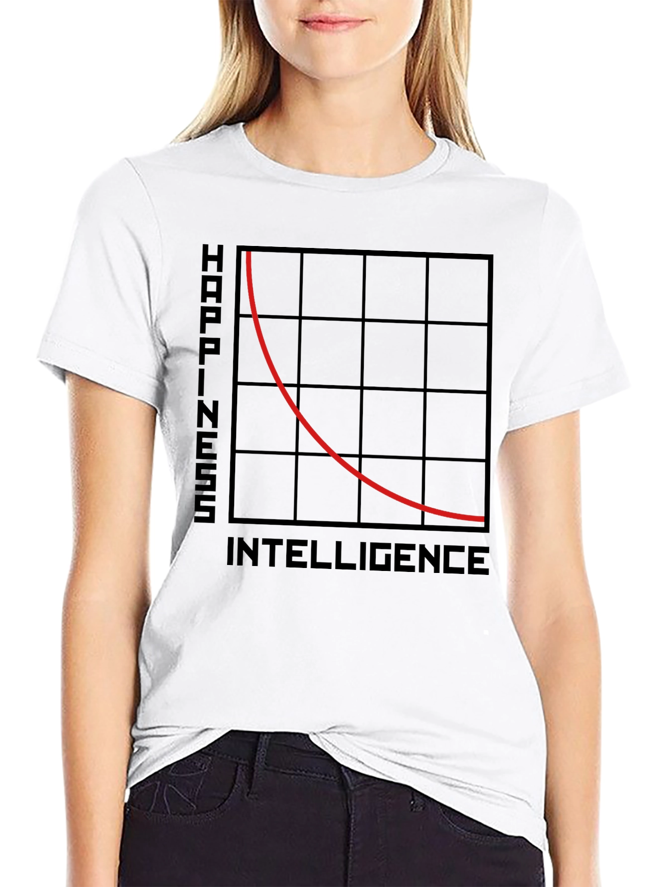 Happiness vs Intelligence Funny Graphic Tee
