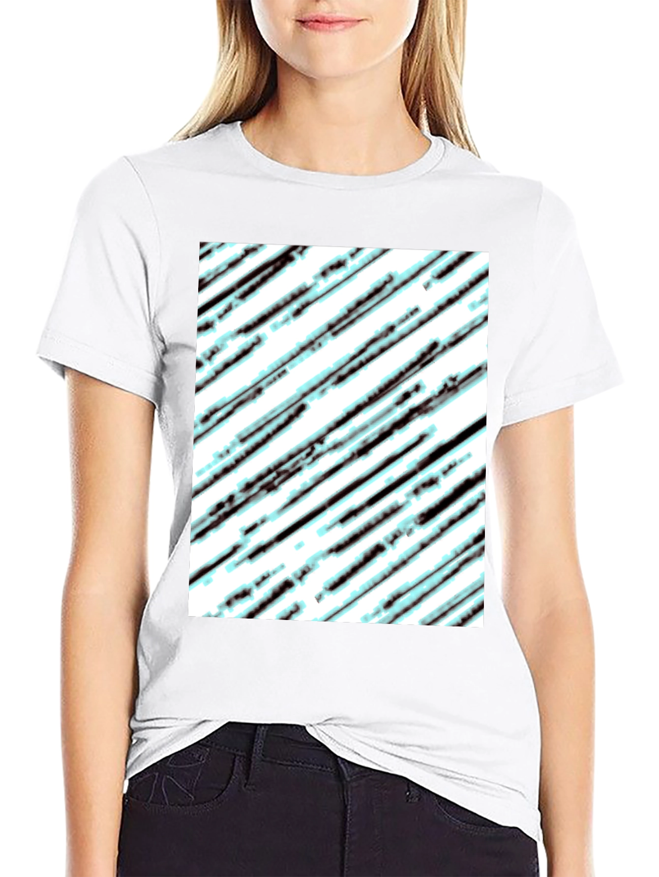 Modern Diagonal Stripe T-Shirt - Black