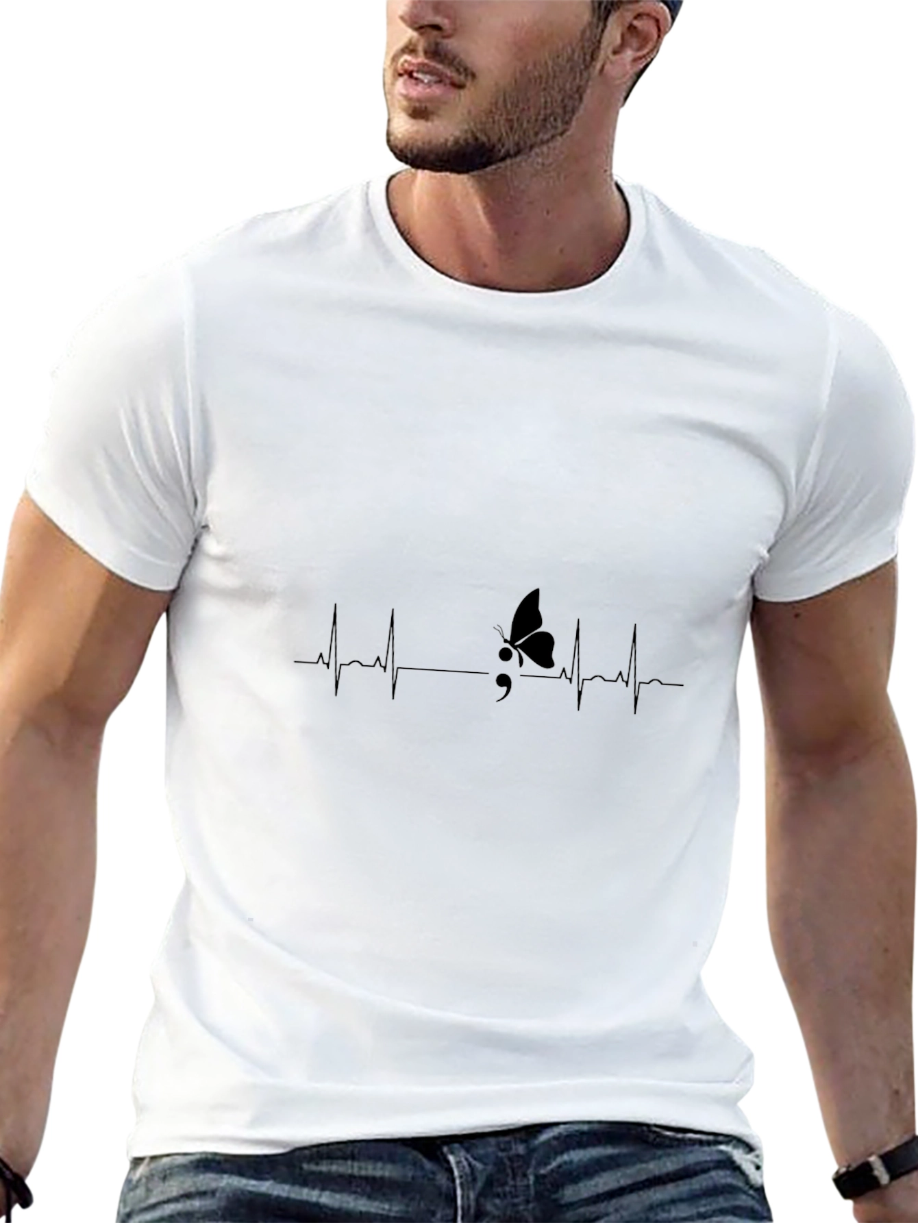 Heartbeat Semicolon Butterfly Graphic Tee