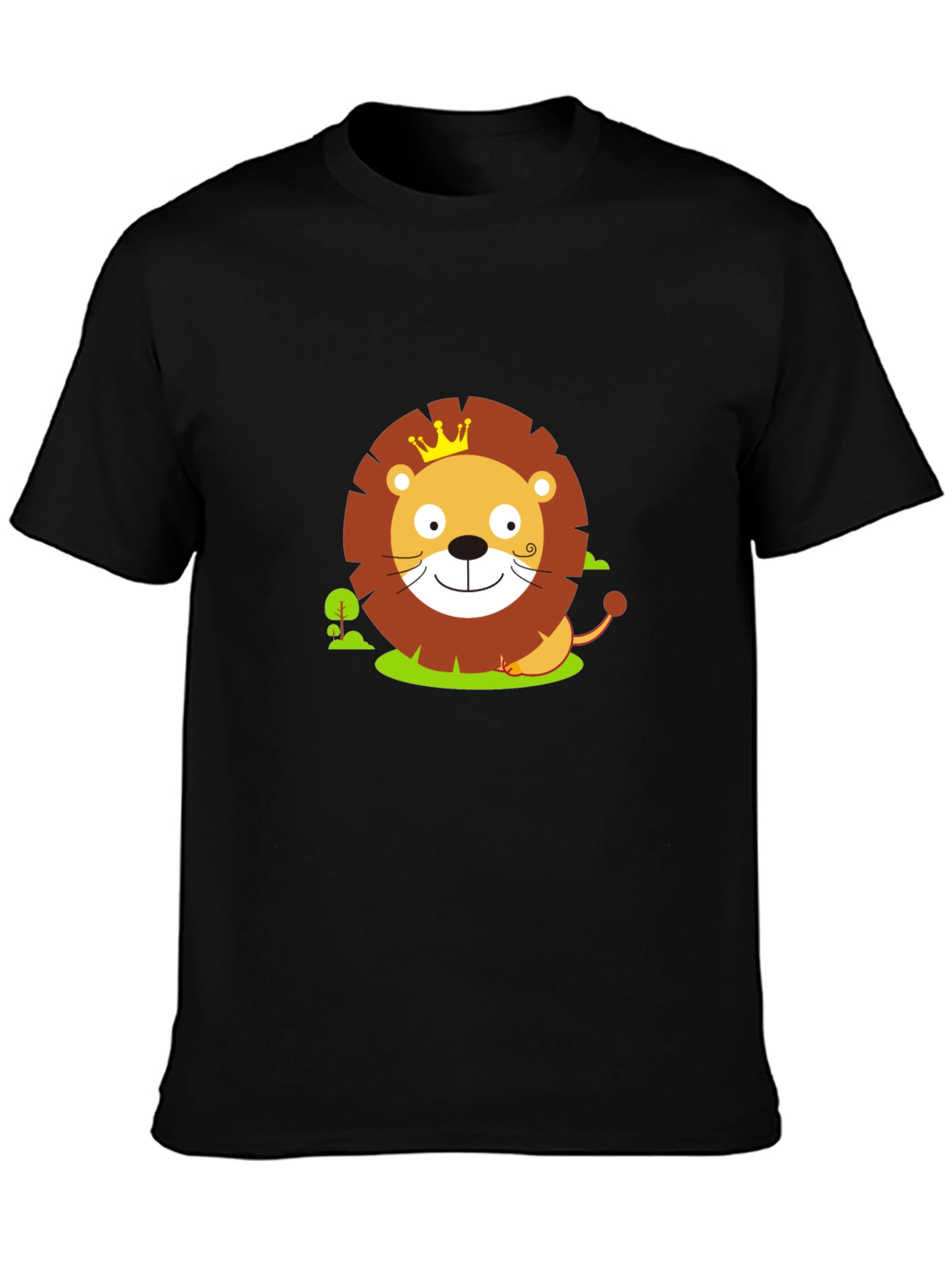 Cute Lion King Graphic Tee - Black Cotton Shirt