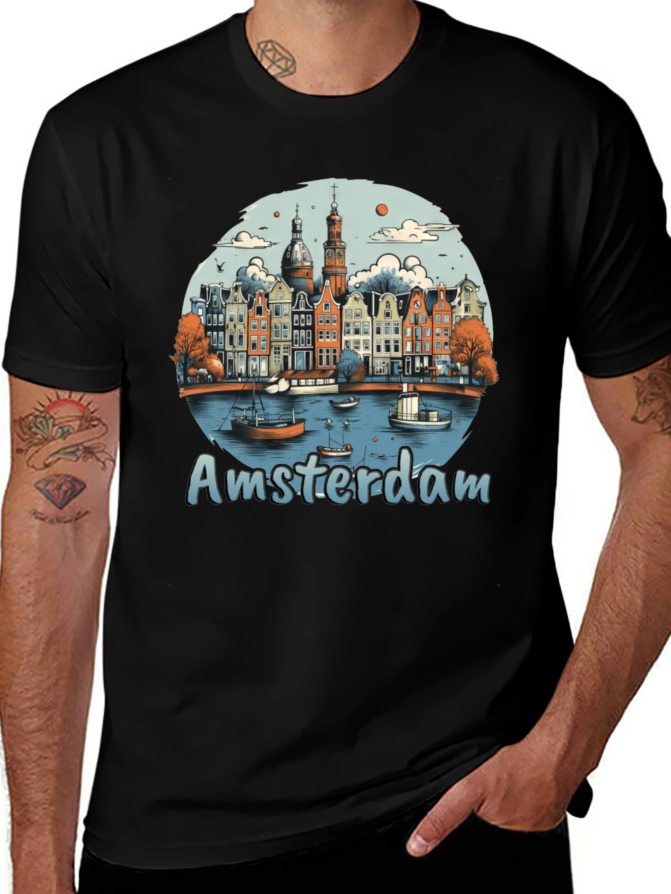 Amsterdam T-Shirt Cityscape Design
