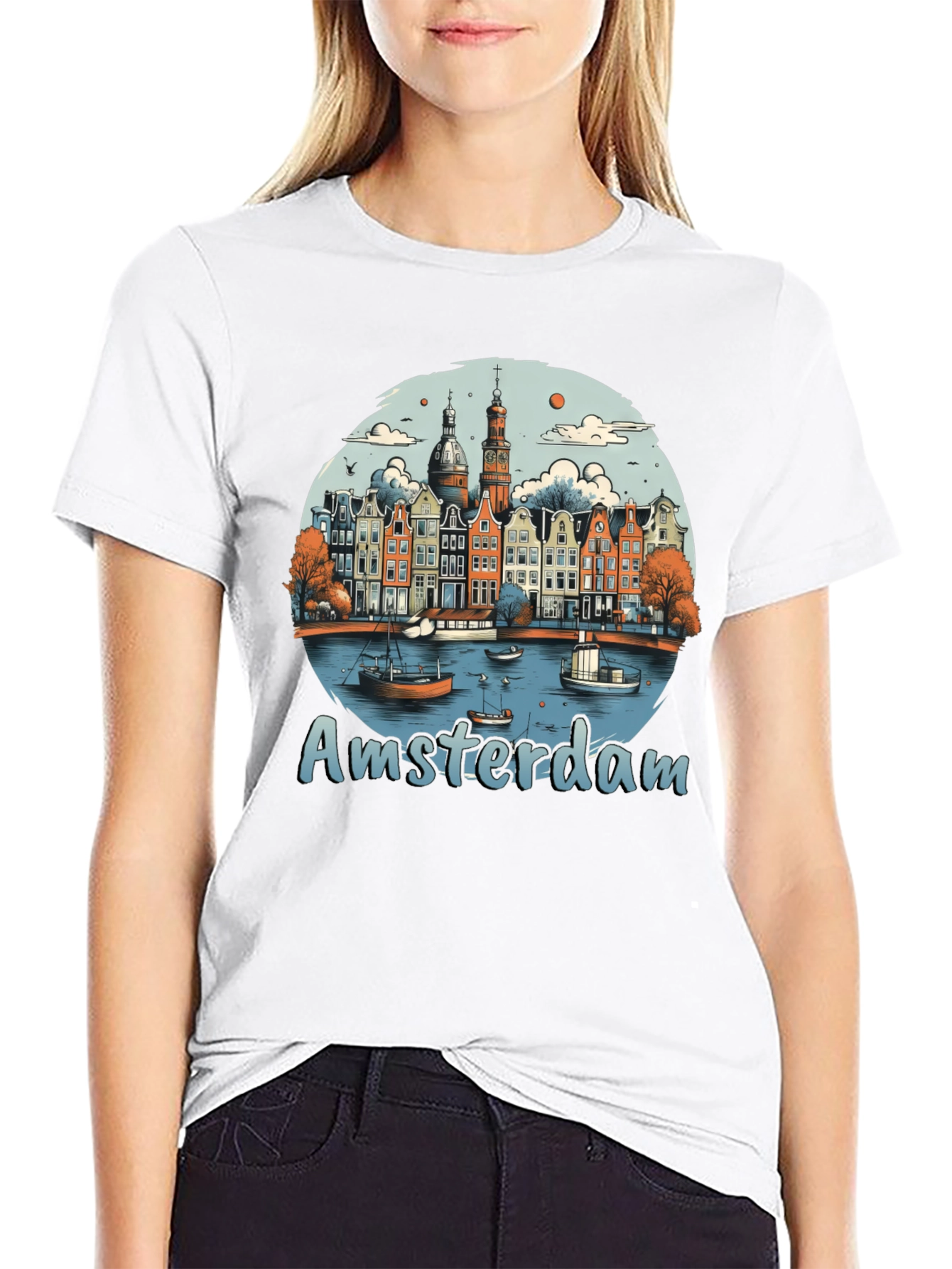 Amsterdam T-Shirt Cityscape Design