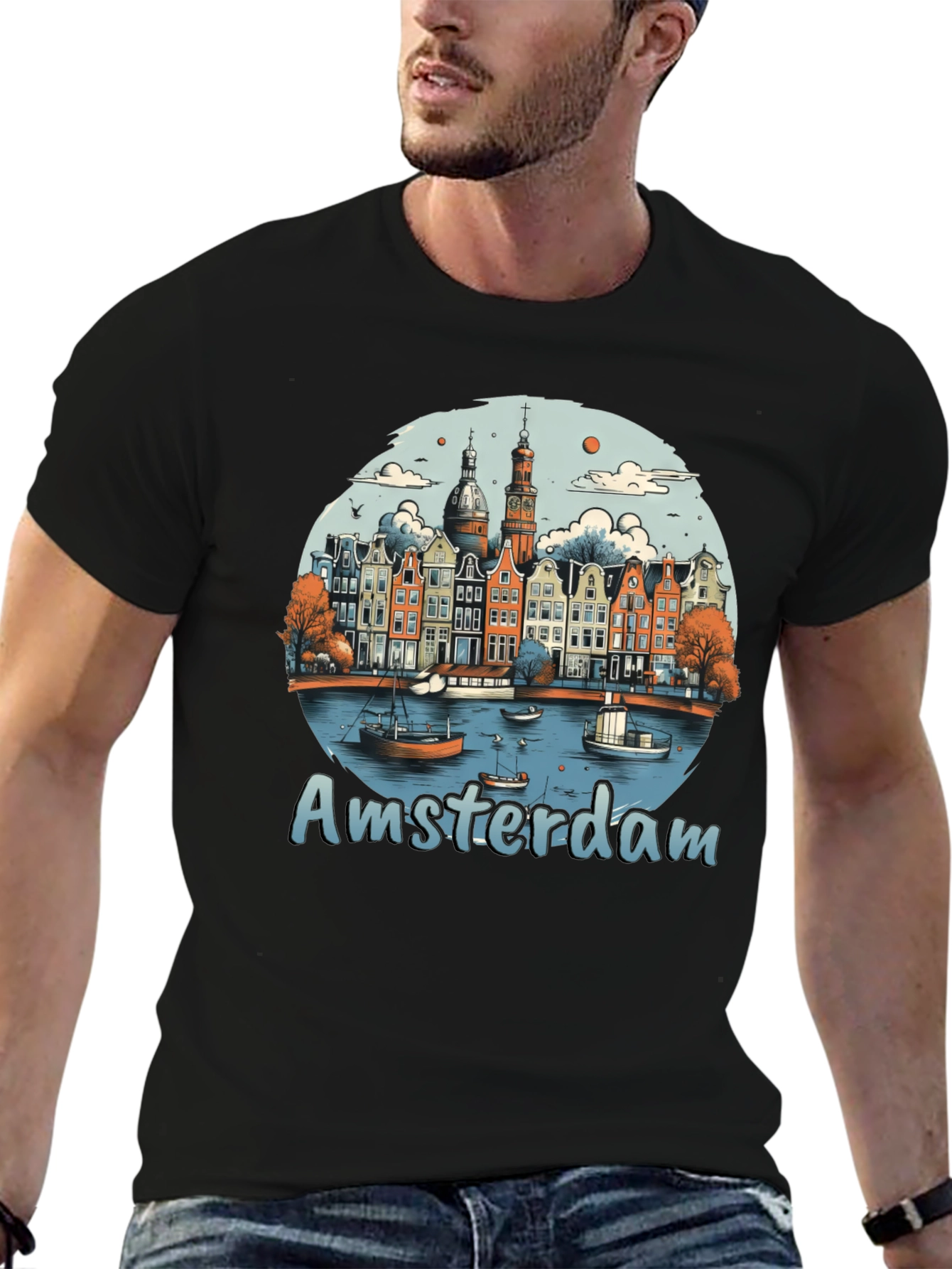 Amsterdam T-Shirt Cityscape Design