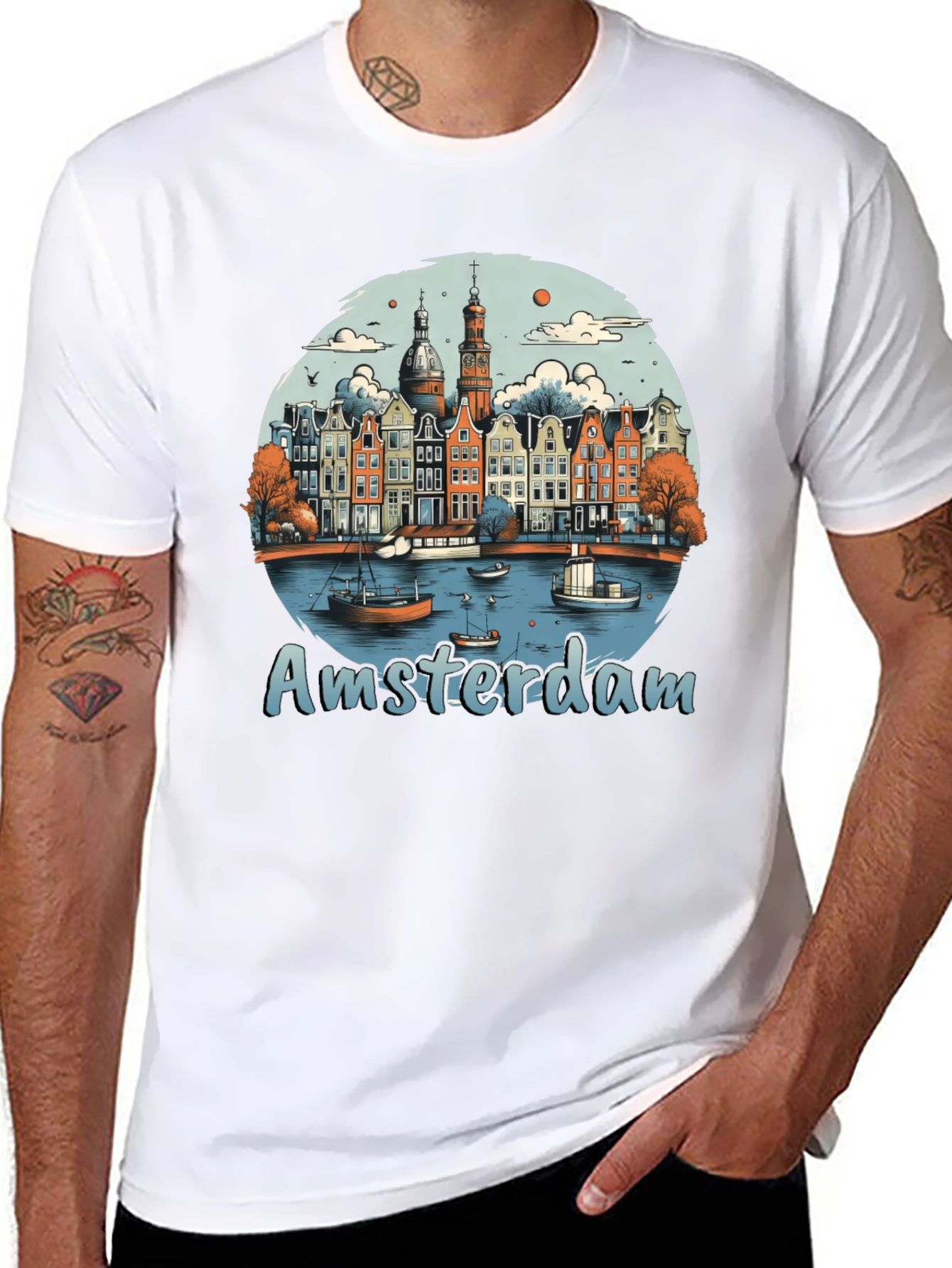 Amsterdam T-Shirt Cityscape Design