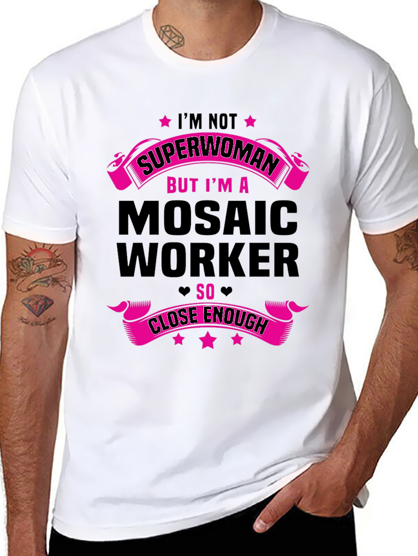 Mosaic Worker Superwoman Funny Graphic T-Shirt