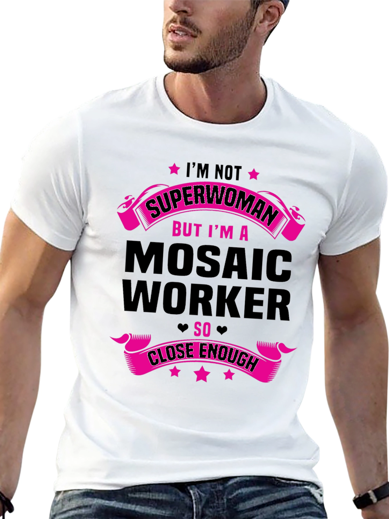 Mosaic Worker Superwoman Funny Graphic T-Shirt