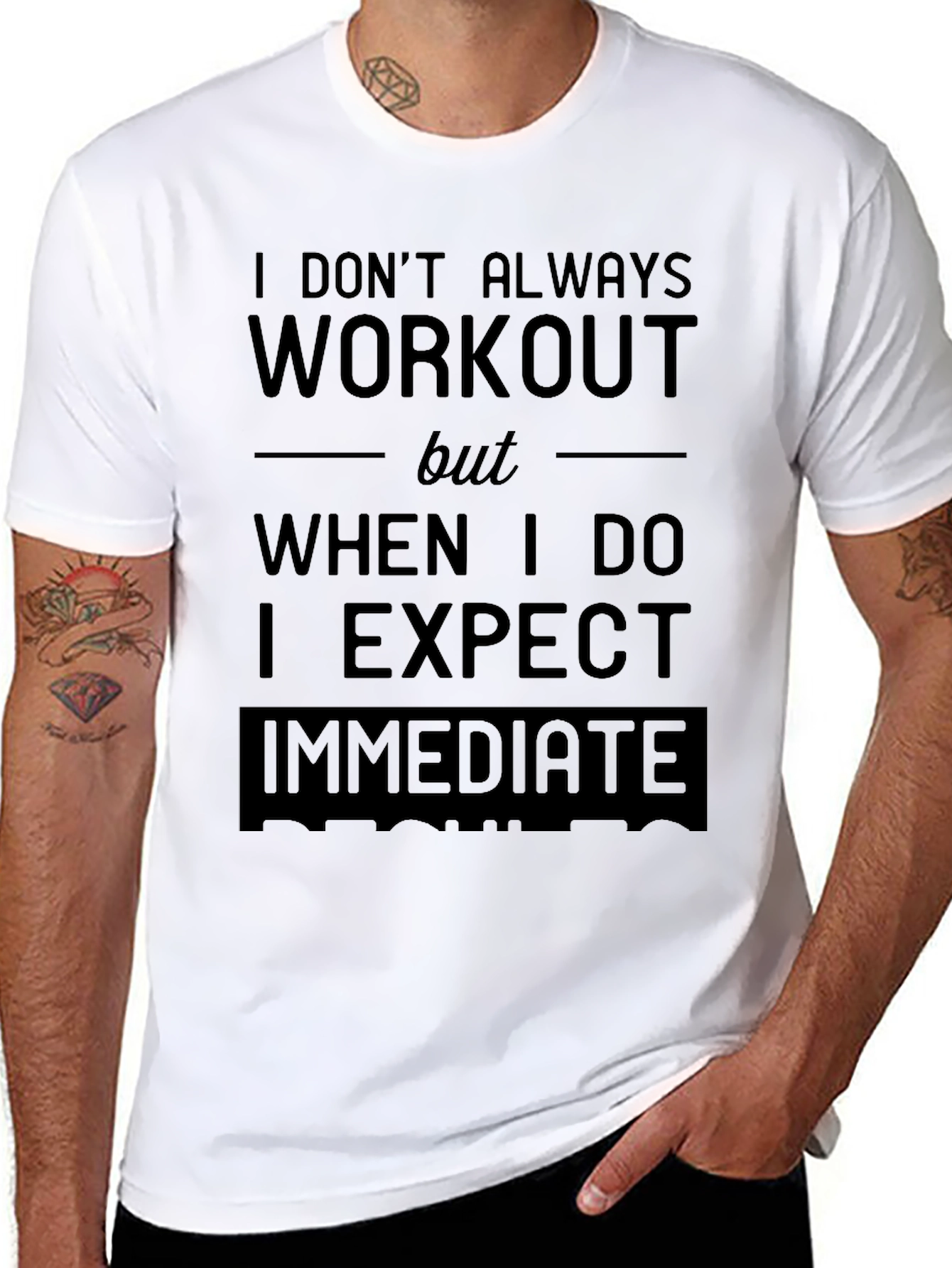 Workout Humor T-Shirt - Expect Immediate Results