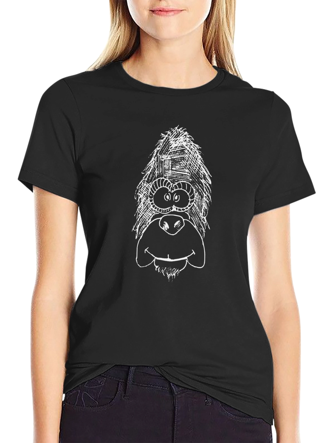 Funny Gorilla Sketch Black T-Shirt