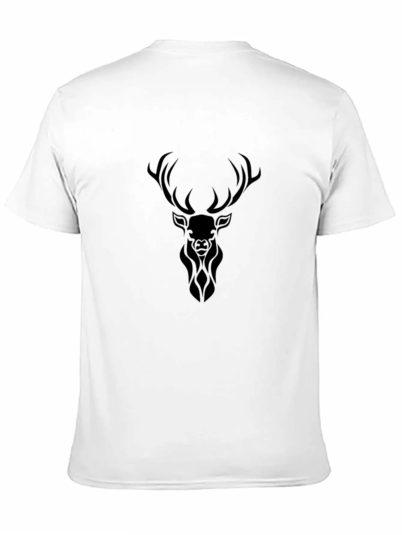 Tribal Black Stag Silhouette, Primitive Black Ink Unisex Casual T-Shirt – Clean Design For Daily Comfort