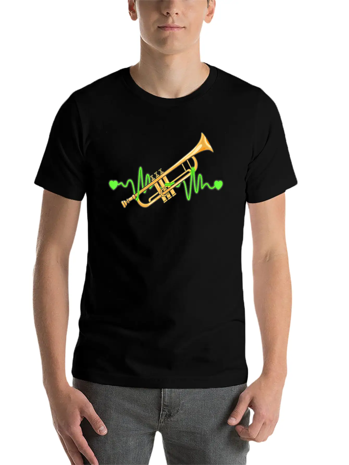 Trumpet Heartbeat Pulse Trumpet Player Unisex Casual T-Shirt – Clean Design For Daily Comfort