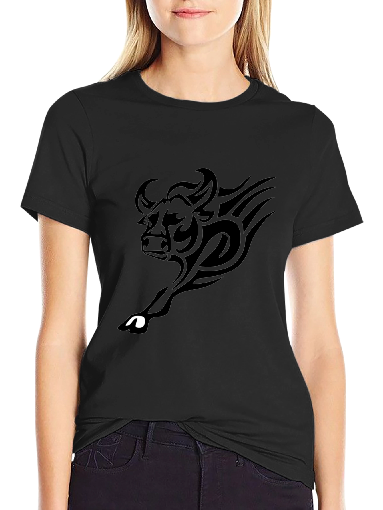 Black Bull Tribal Graphic T-Shirt