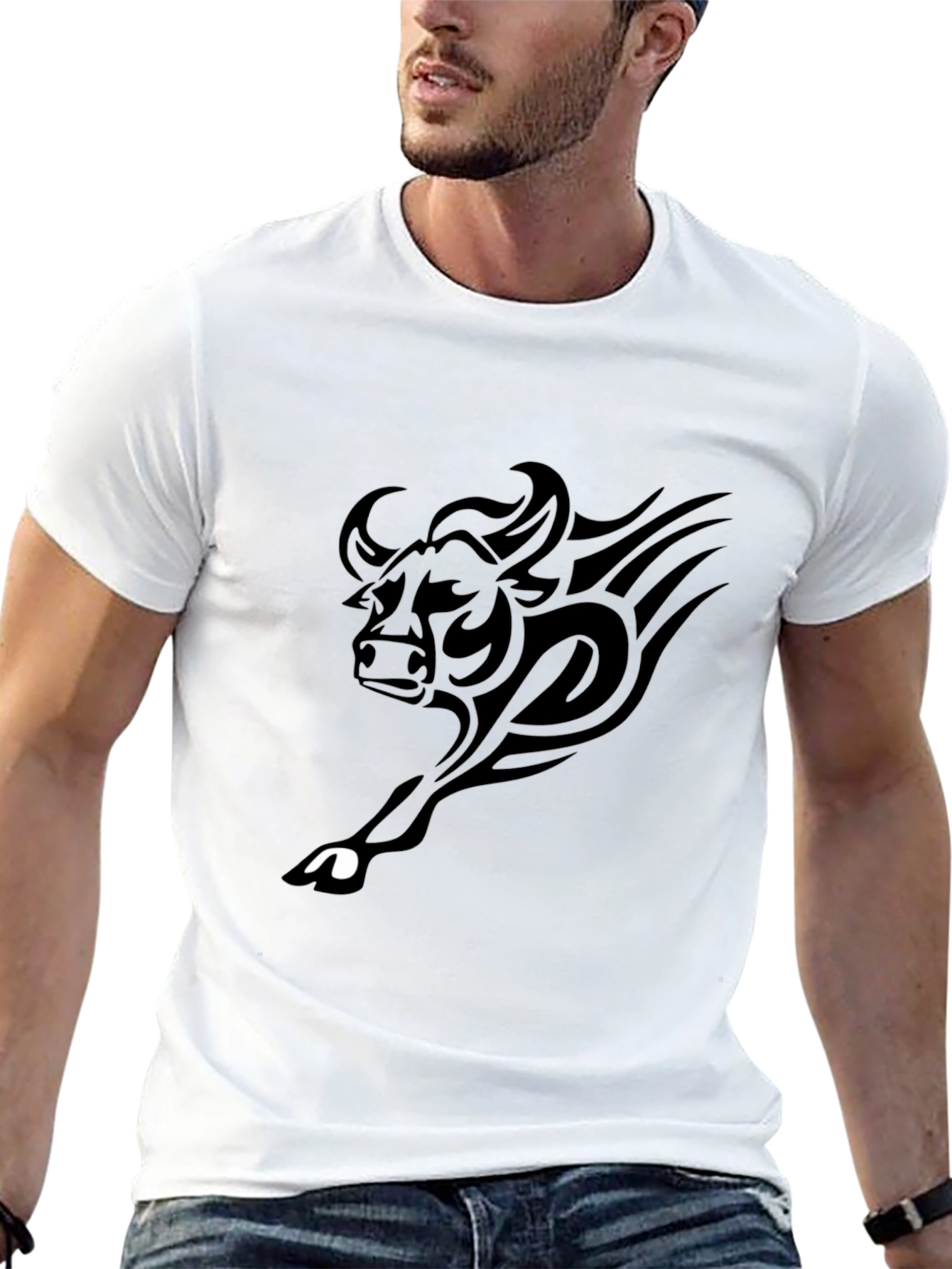 Black Bull Tribal Graphic T-Shirt