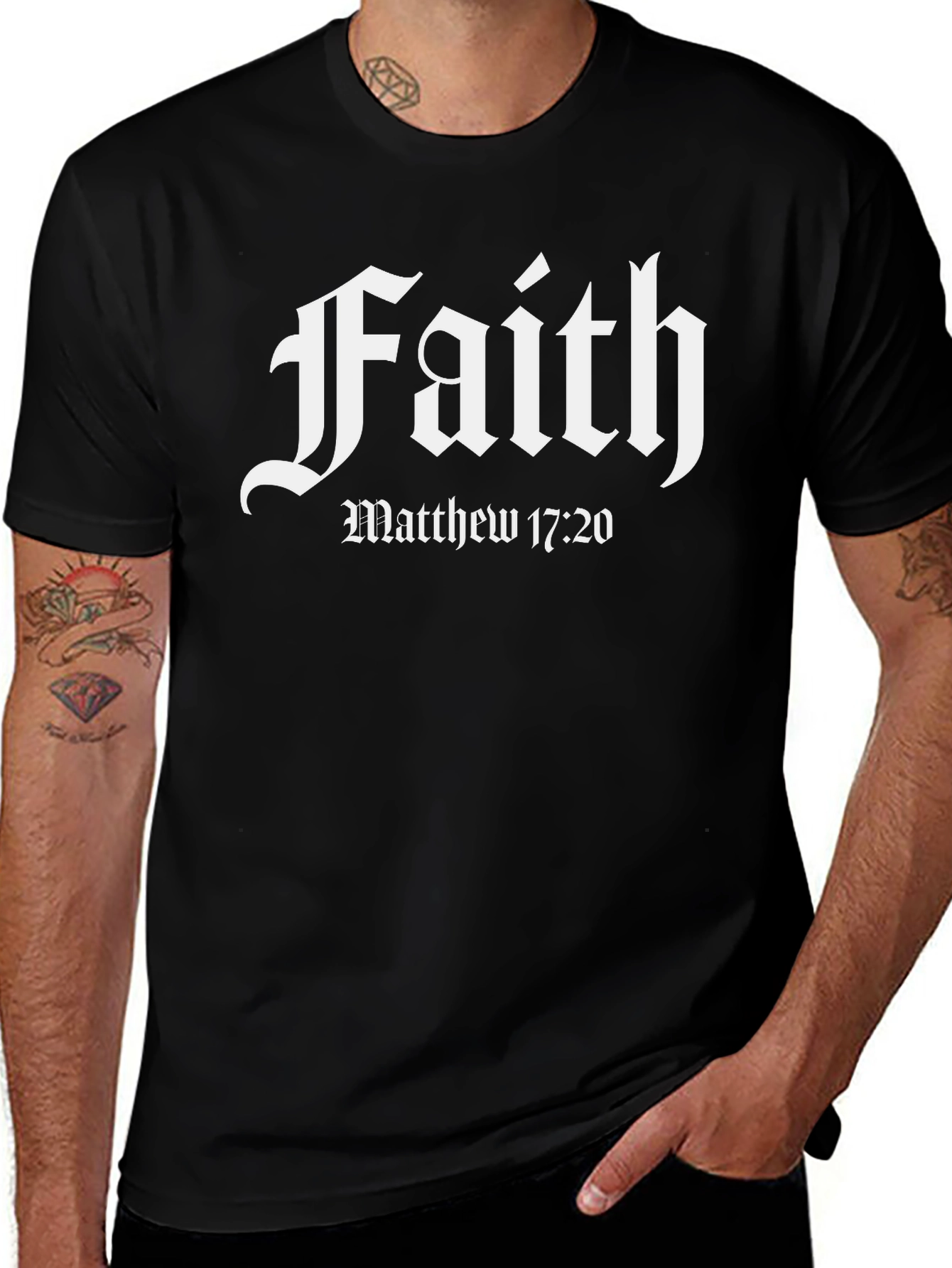 Faith Graphic Tee - Matthew 17:20 Black T-Shirt
