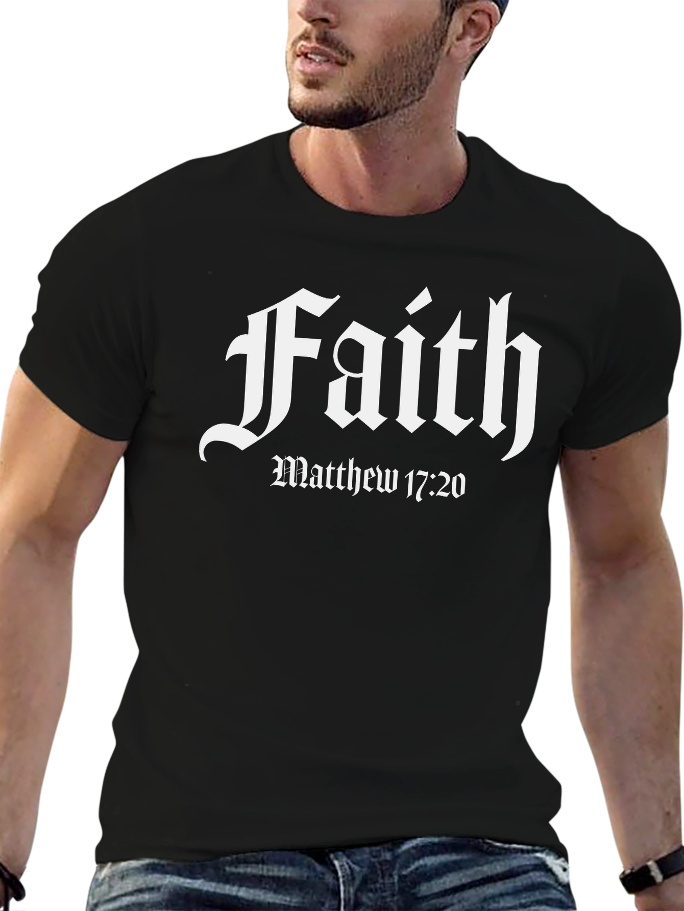 Faith Graphic Tee - Matthew 17:20 Black T-Shirt