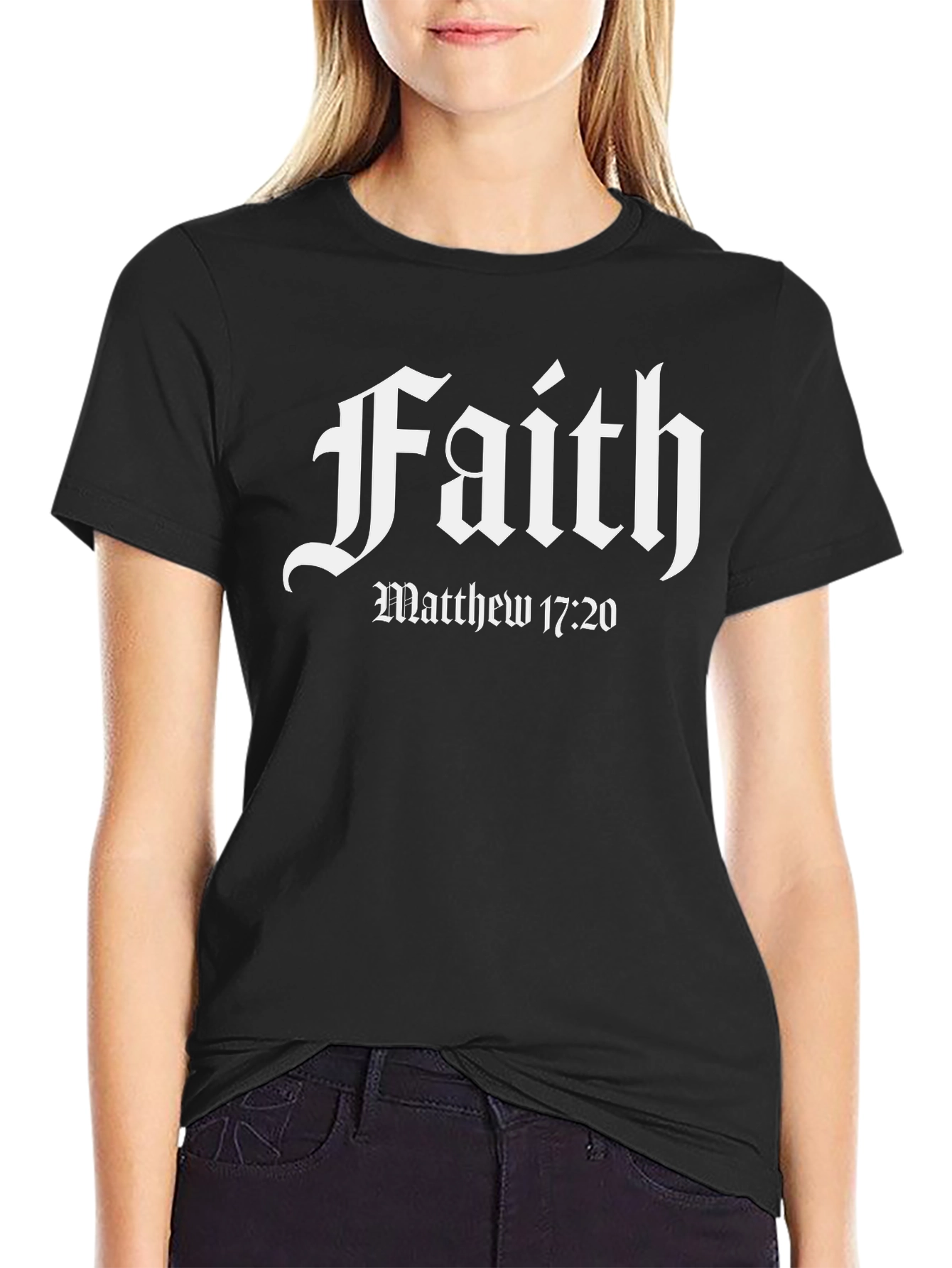 Faith Graphic Tee - Matthew 17:20 Black T-Shirt