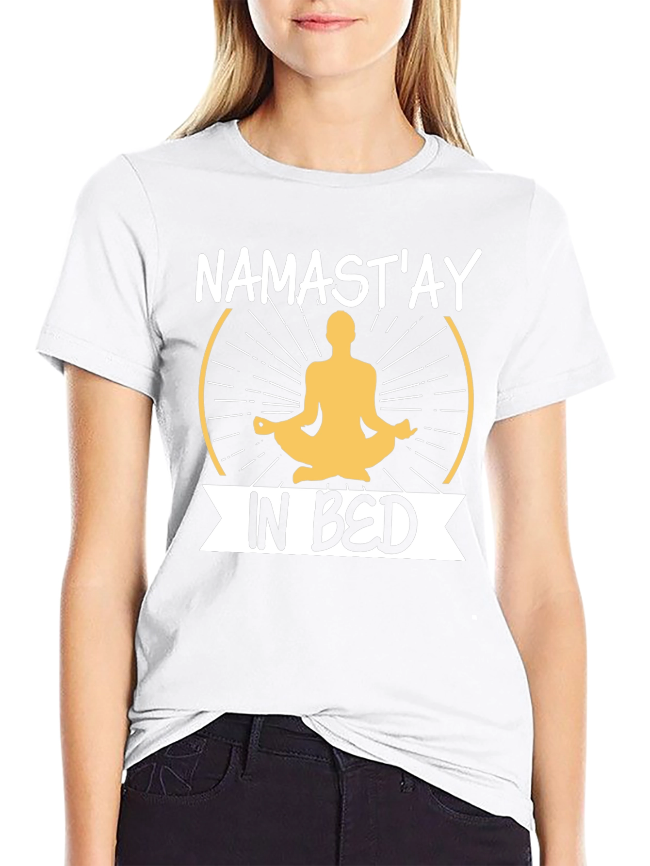 Namastay In Bed Mens Black T-Shirt