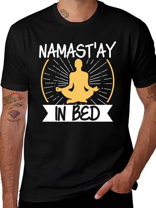 Namastay In Bed Mens Black T-Shirt