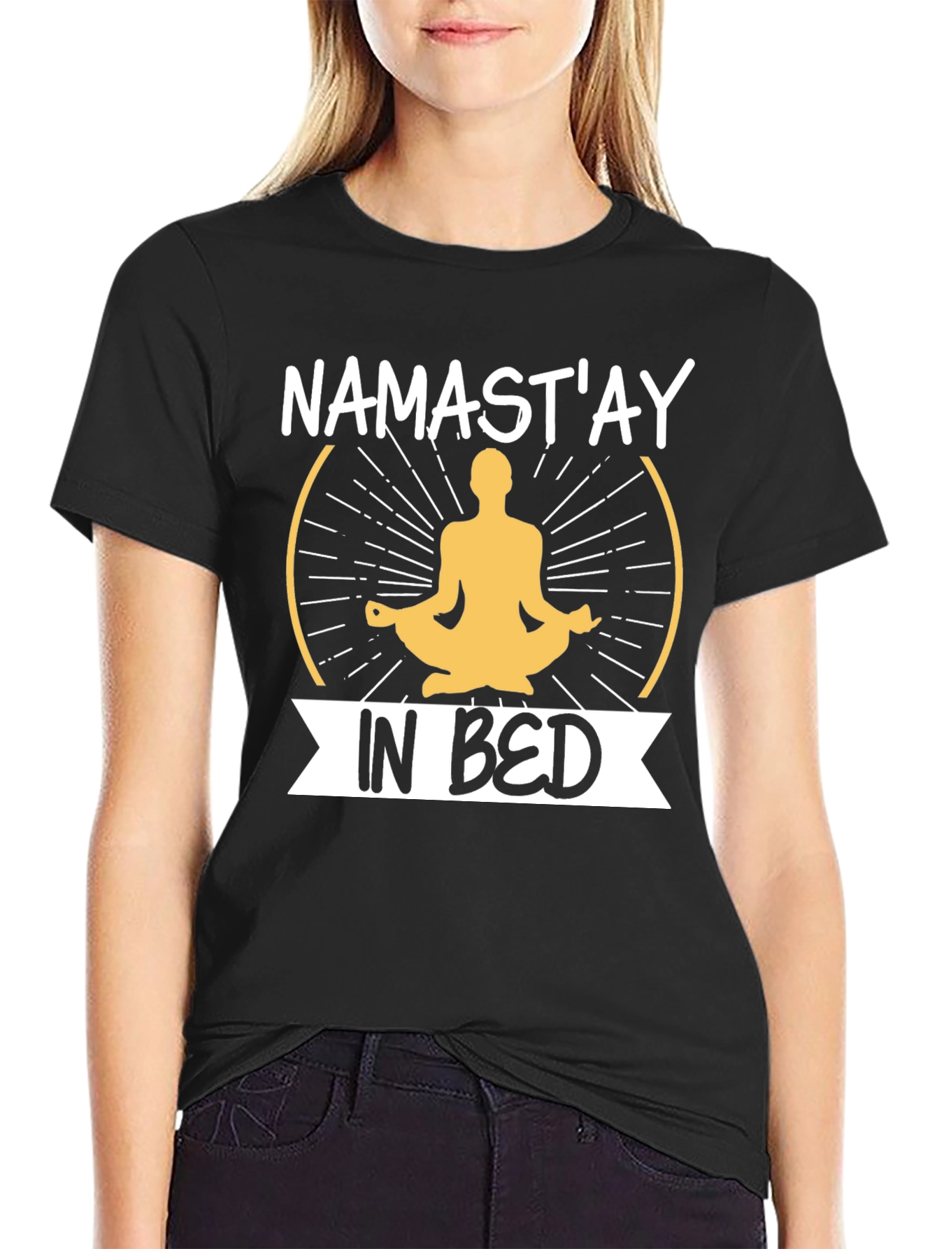 Namastay In Bed Mens Black T-Shirt