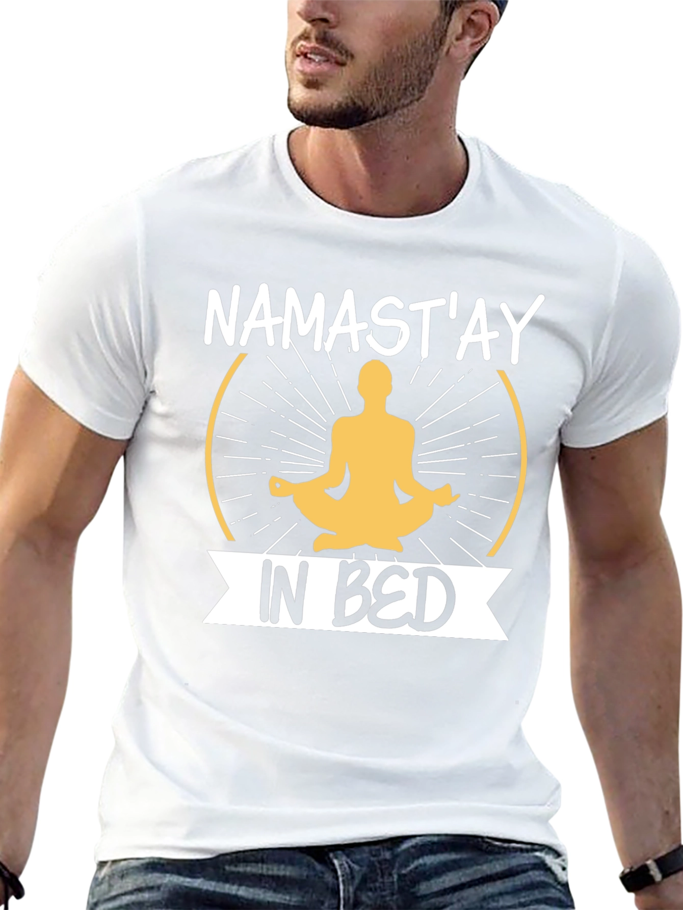 Namastay In Bed Mens Black T-Shirt