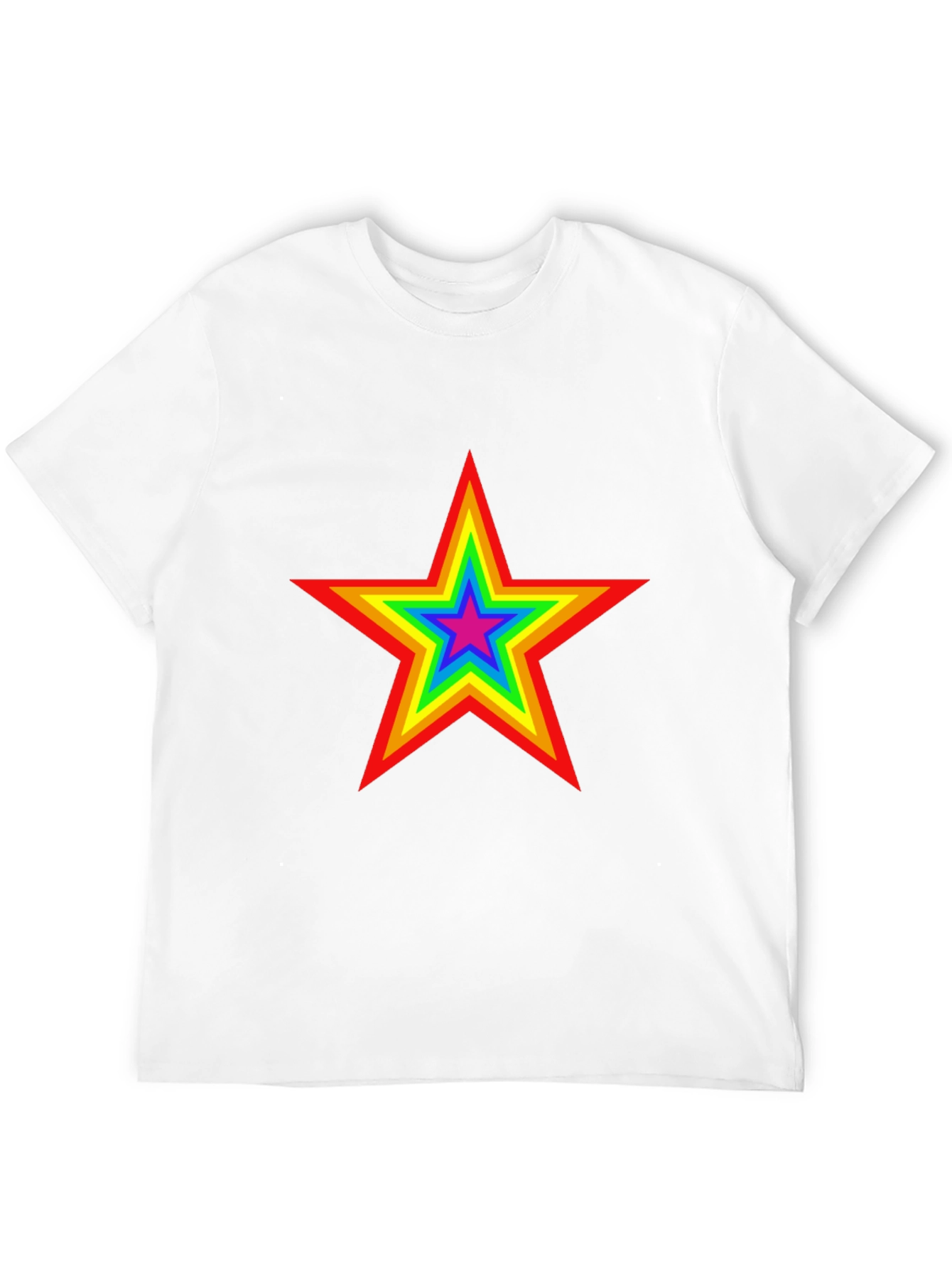Rainbow Star Graphic Tee - Black Cotton T-Shirt