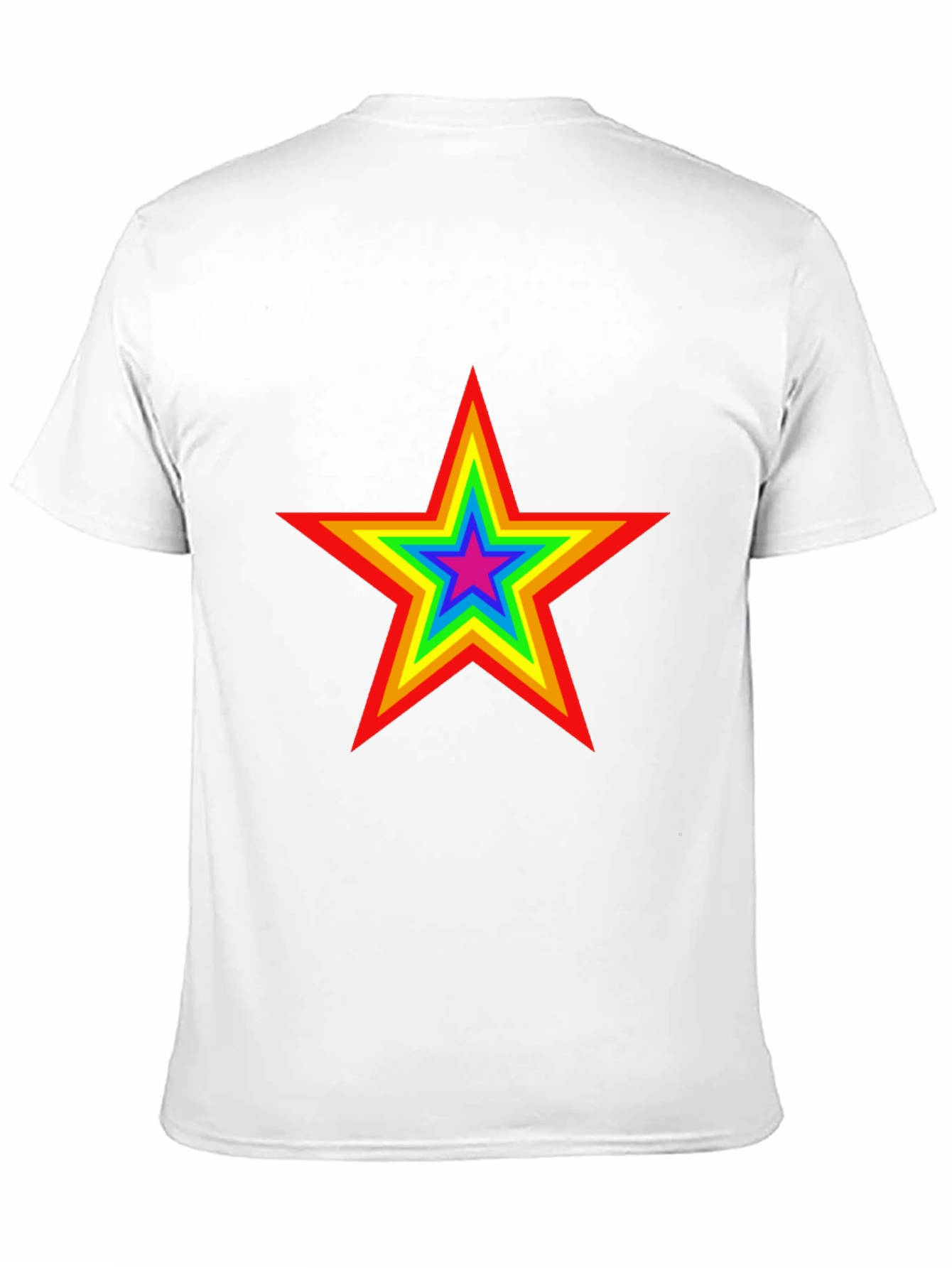 Rainbow Star Graphic Tee - Black Cotton T-Shirt