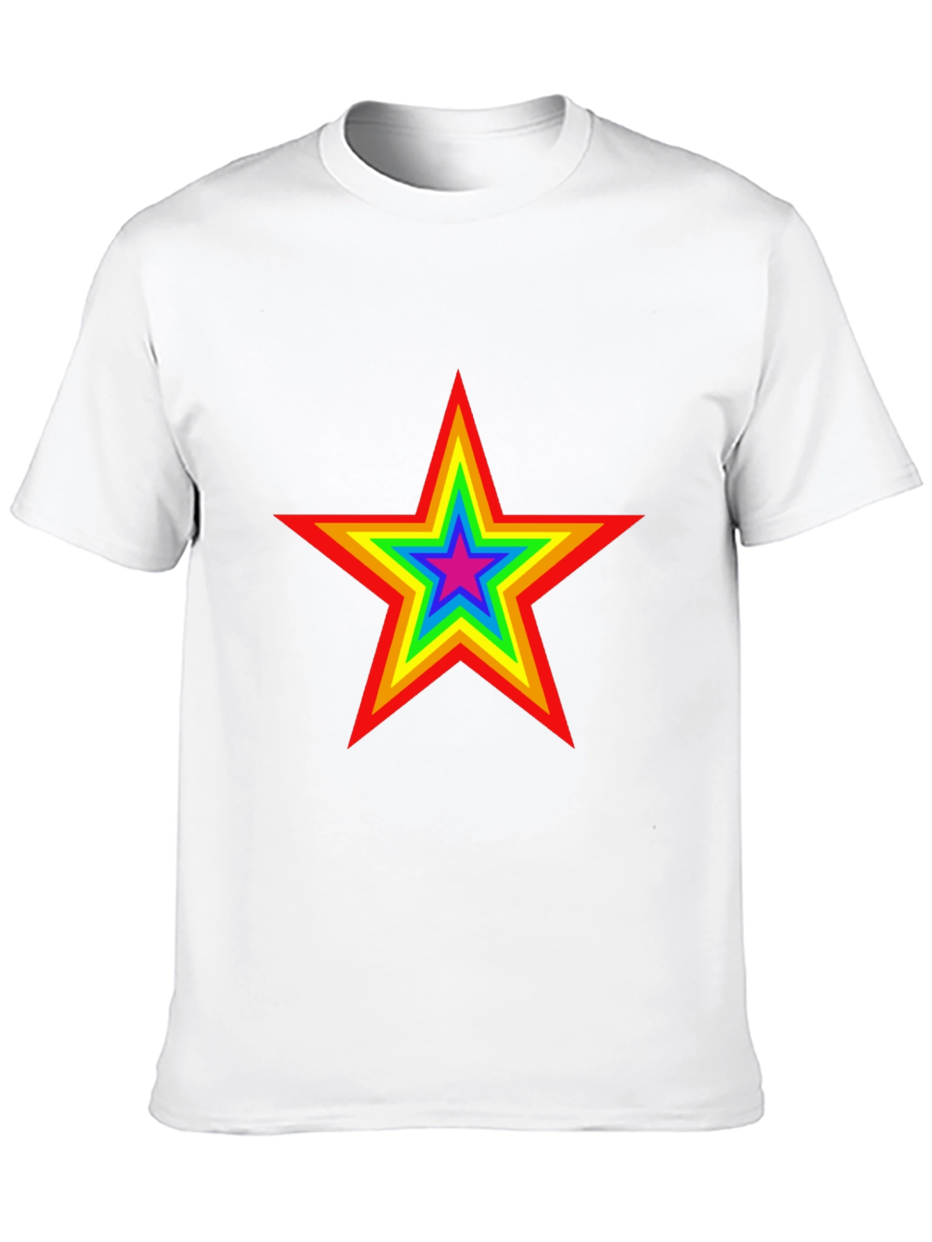 Rainbow Star Graphic Tee - Black Cotton T-Shirt