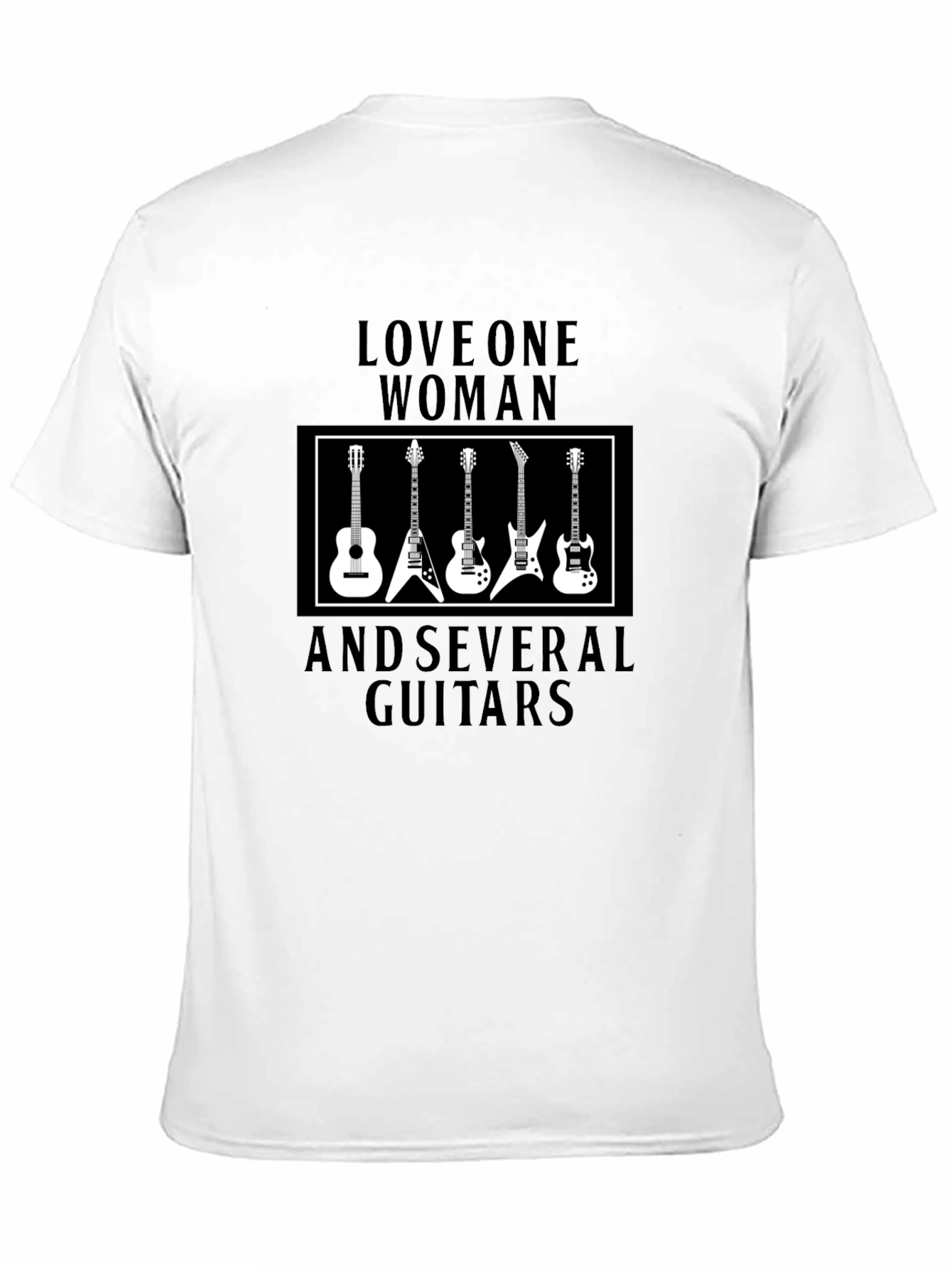 Love One Woman and Several Guitars Black T-Shirt