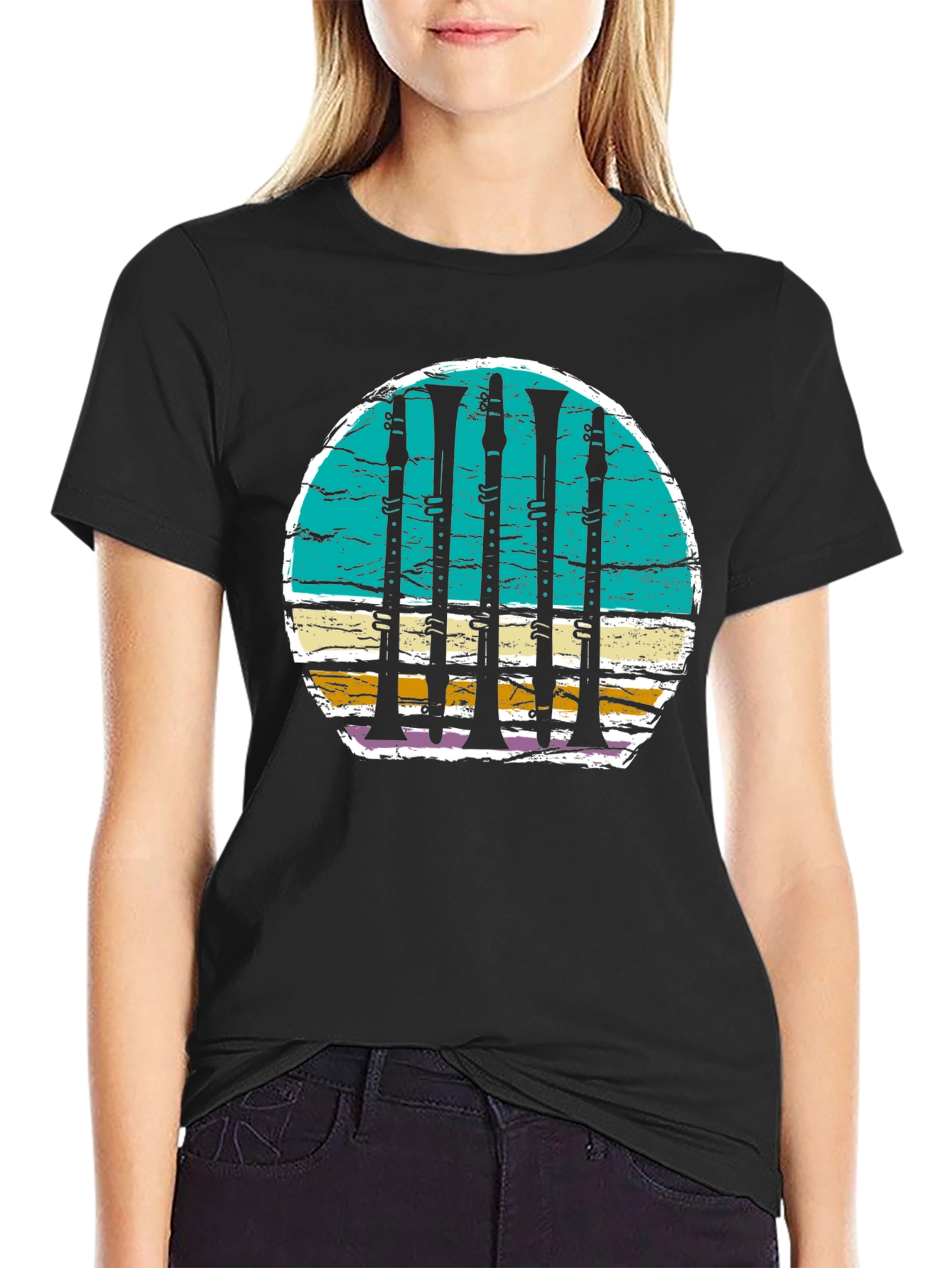 Clarinet Sunset Graphic Tee - Music Lovers T-Shirt