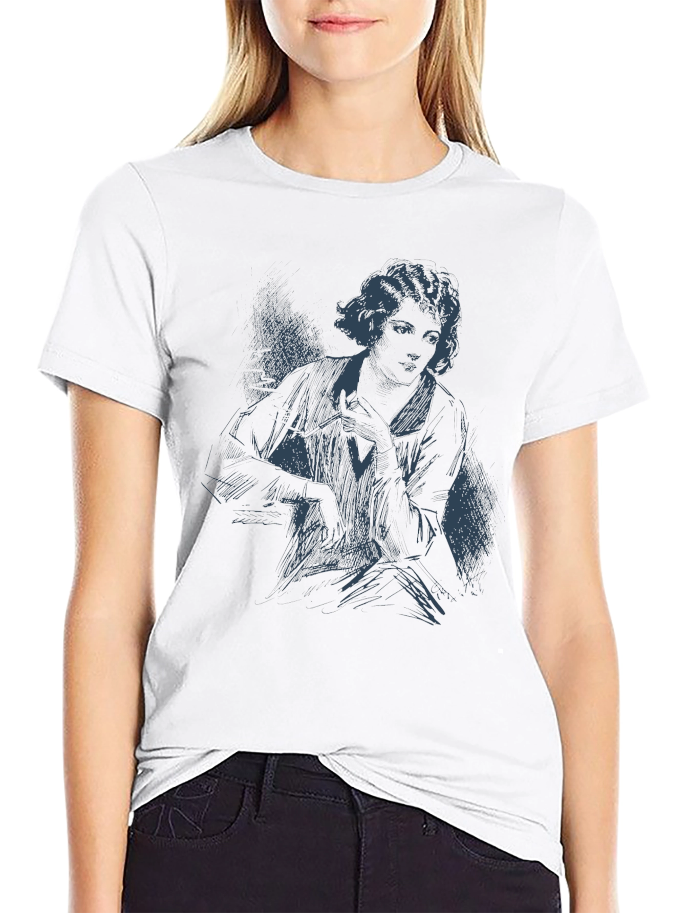 Sketch Portrait Graphic Tee - Mens Black T-Shirt