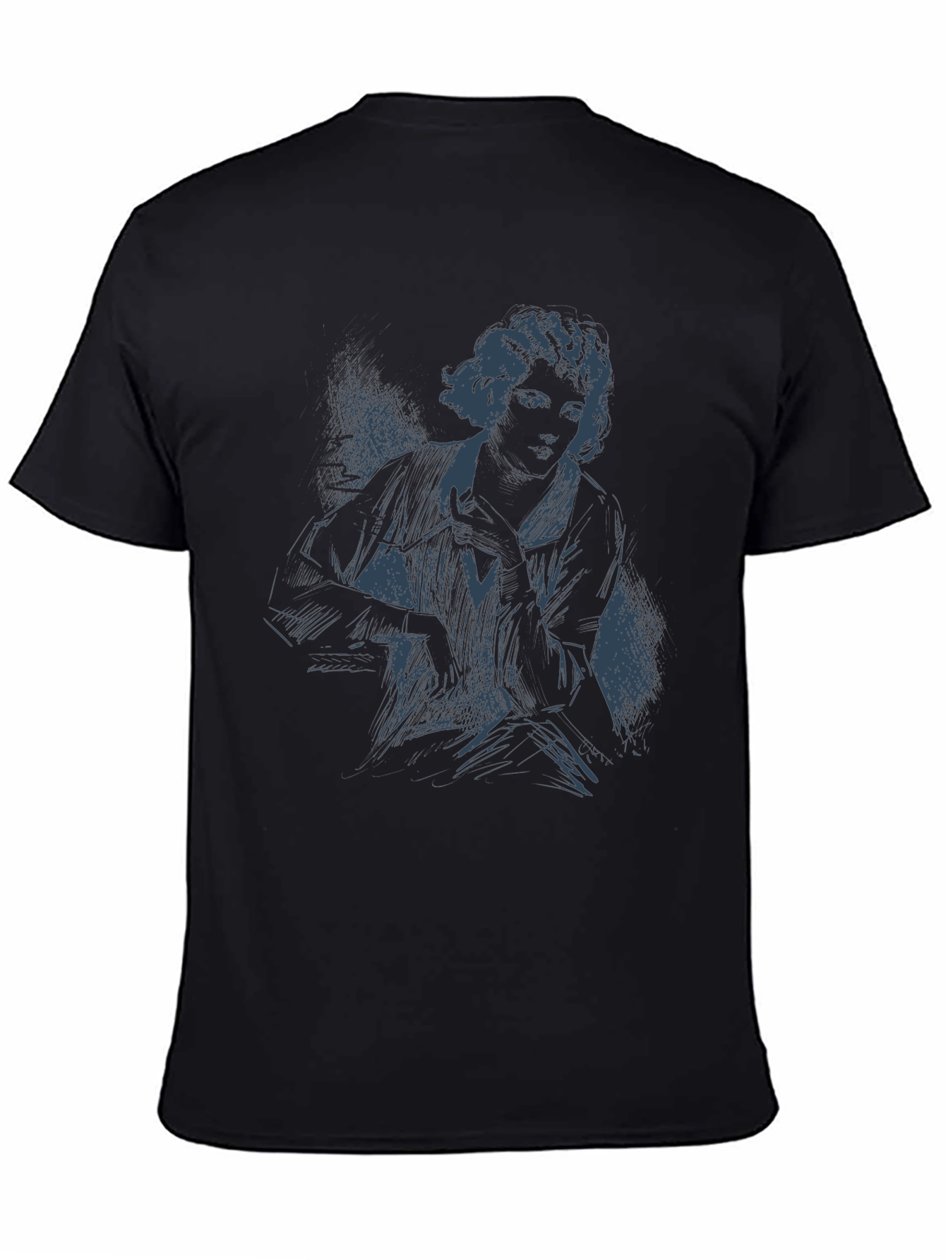 Sketch Portrait Graphic Tee - Mens Black T-Shirt