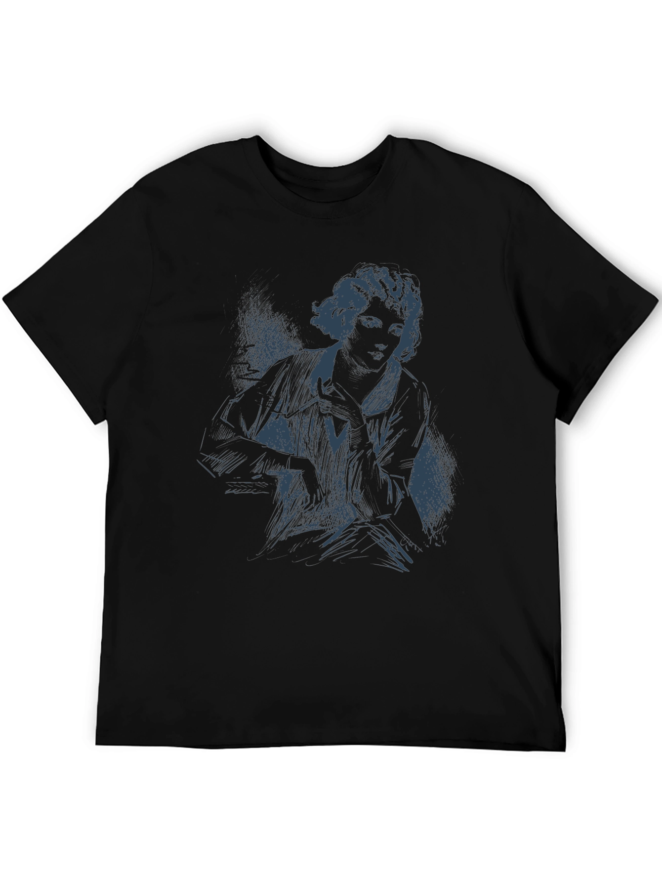 Sketch Portrait Graphic Tee - Mens Black T-Shirt