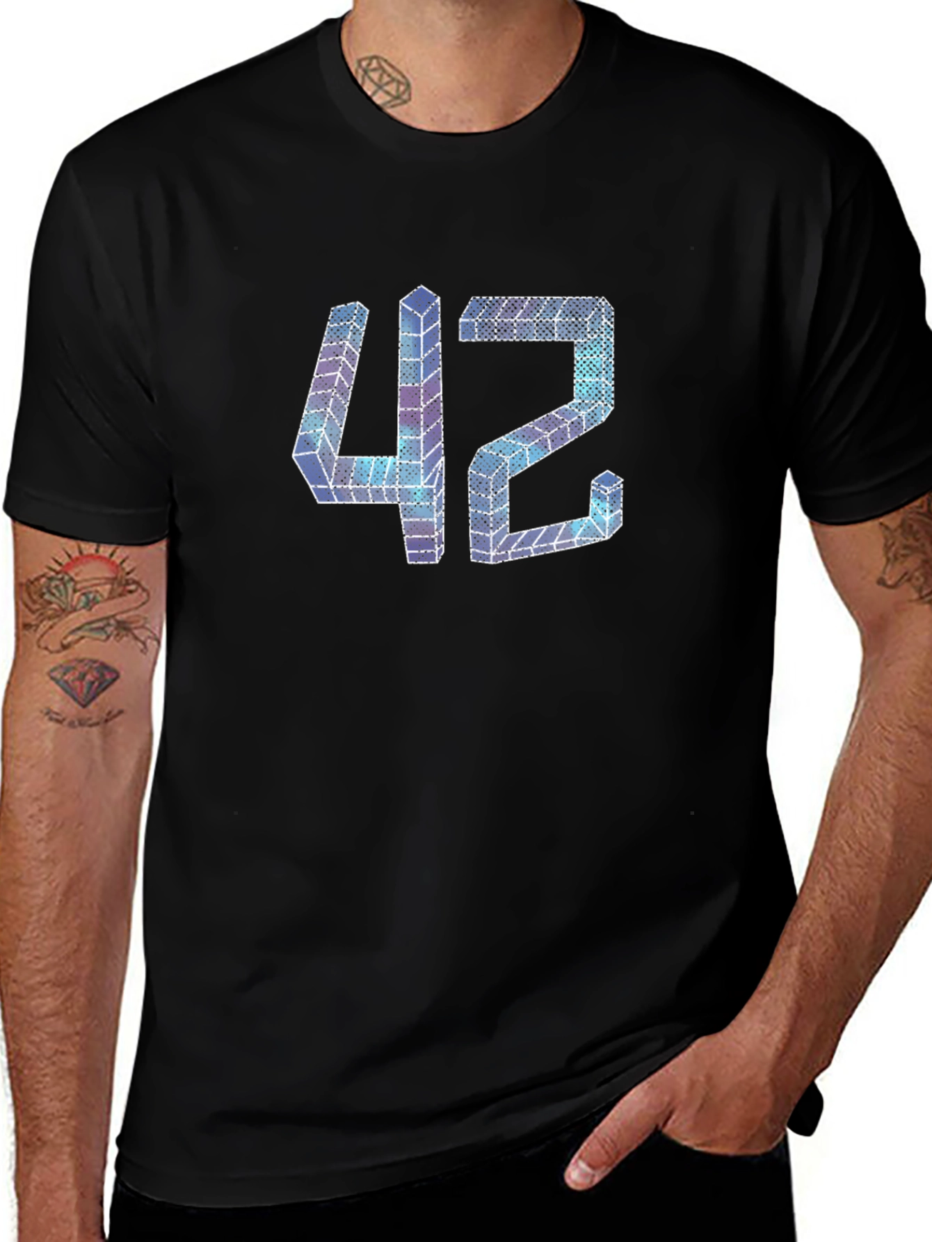 Abstract 42 Graphic Tee - Mens Black T-Shirt