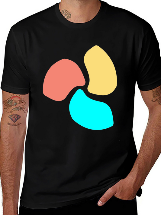 Abstract Petal Design Black T-Shirt