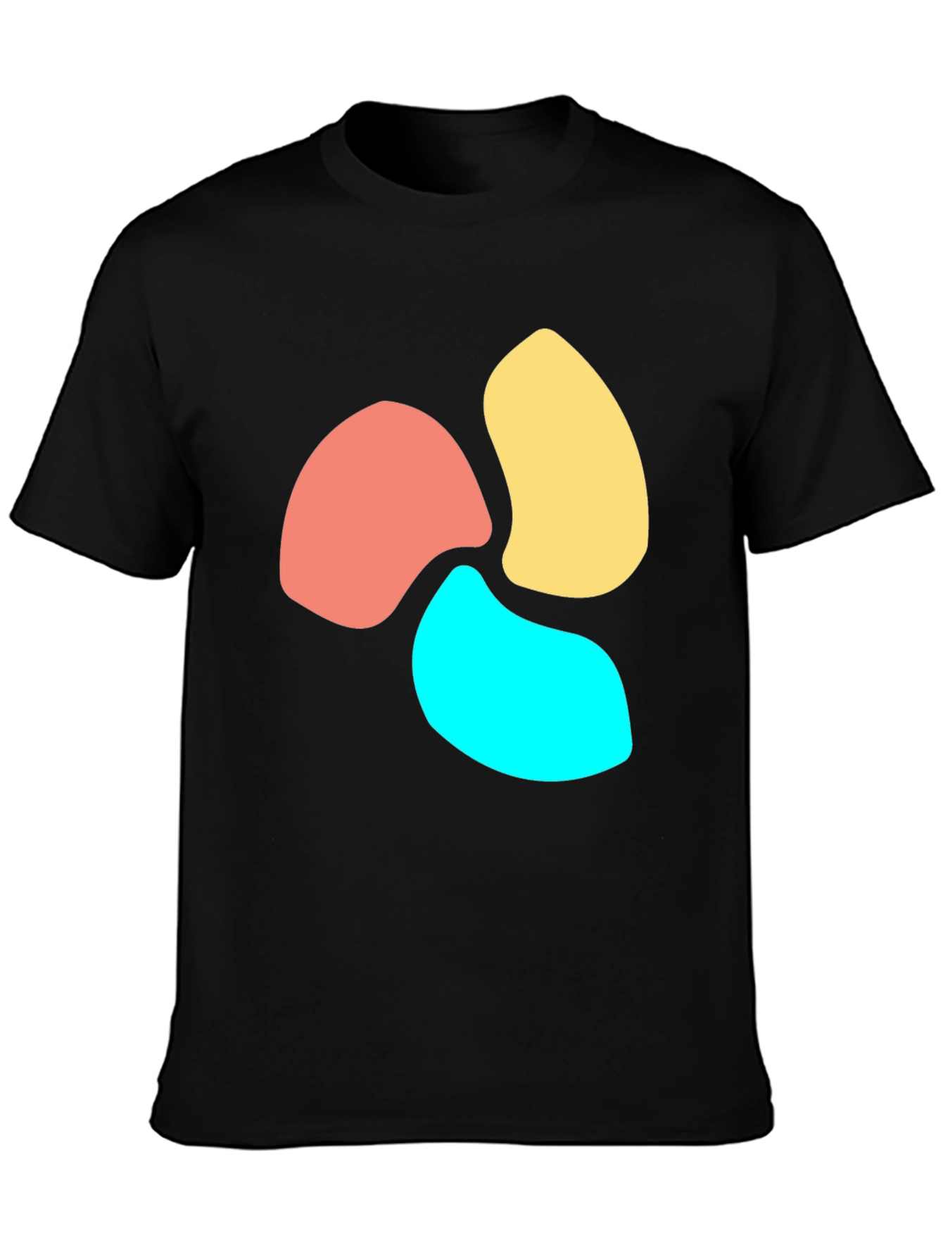Abstract Petal Design Black T-Shirt