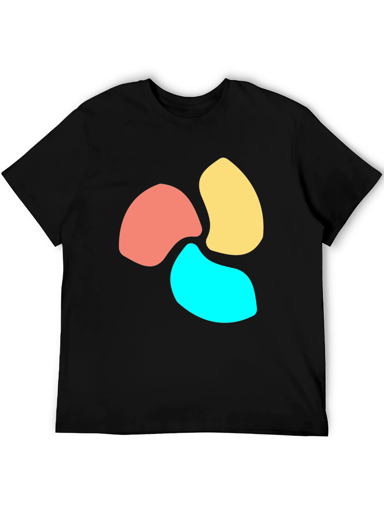 Abstract Petal Design Black T-Shirt