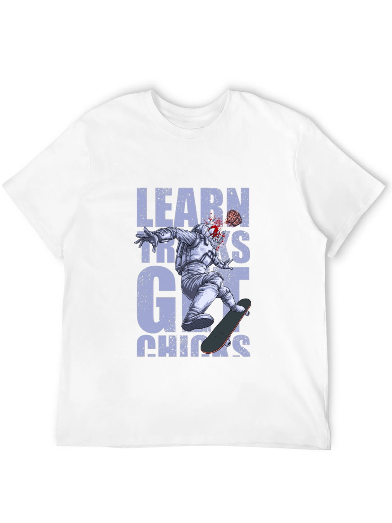Learn Tricks Get Chicks Graphic Tee - Astronaut Skateboard